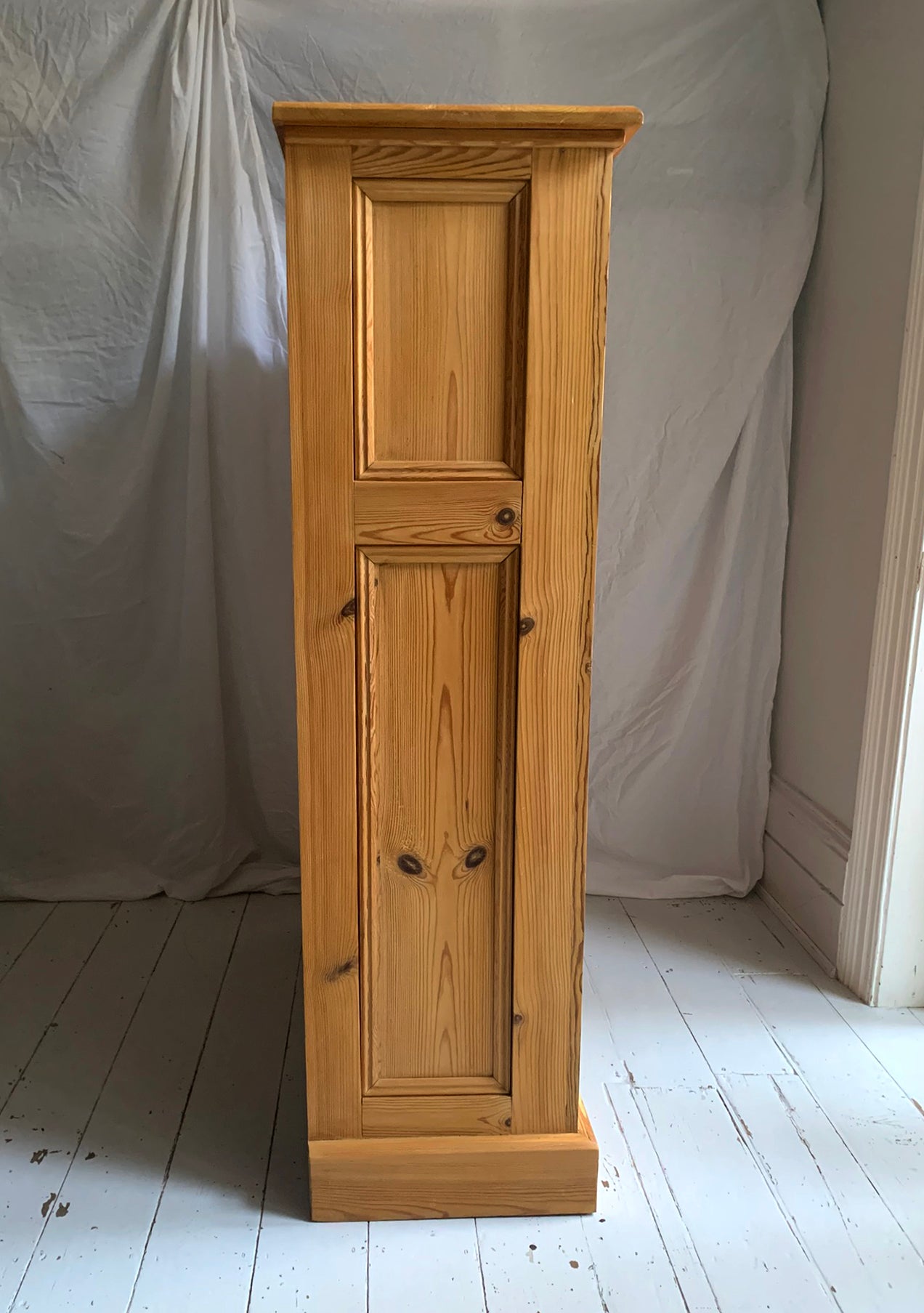 Stunning Tall Vintage Pine Bookcase with Three Adjustable Shelves