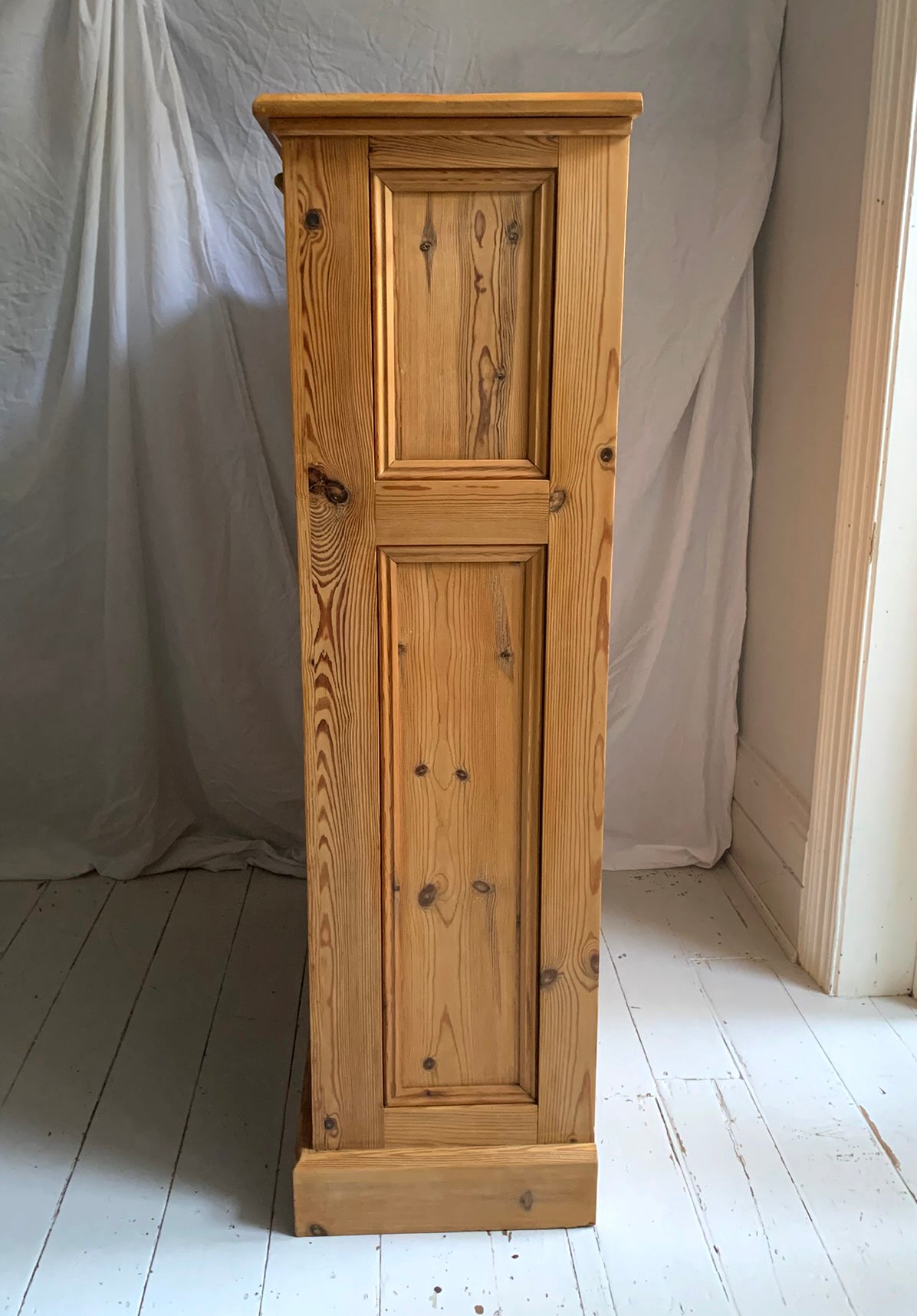 Stunning Tall Vintage Pine Bookcase with Three Adjustable Shelves