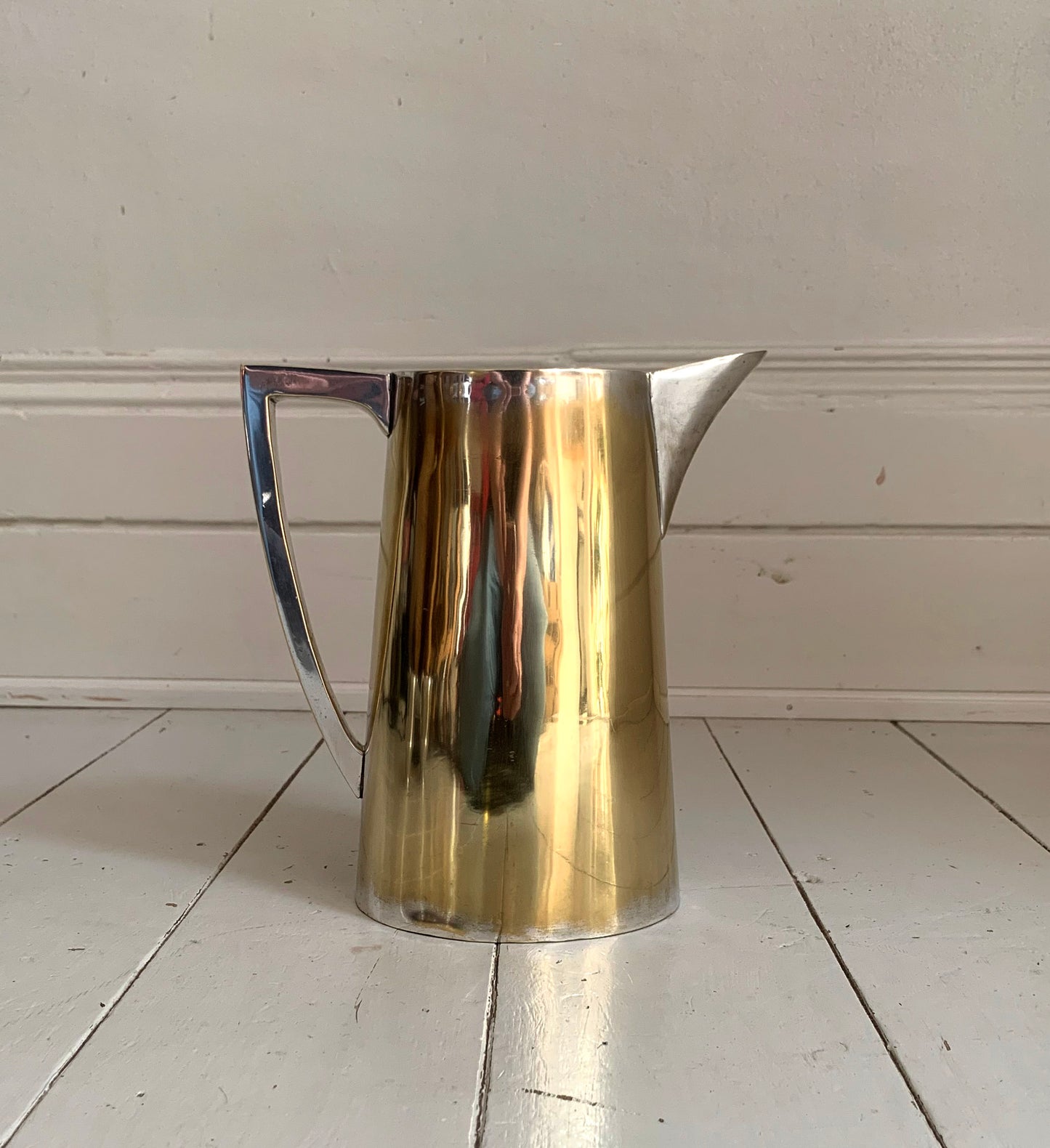 Large Vintage Silver Plated Art Deco Jug with Silver/Golden Patina