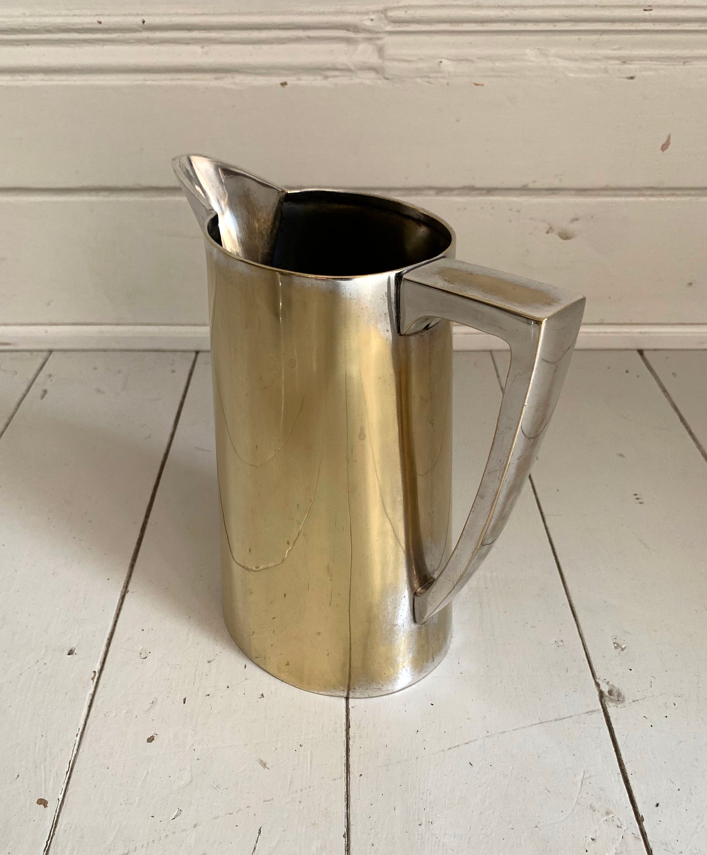 Large Vintage Silver Plated Art Deco Jug with Silver/Golden Patina