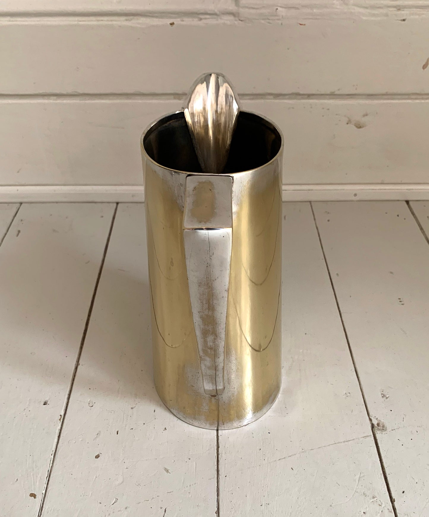 Large Vintage Silver Plated Art Deco Jug with Silver/Golden Patina
