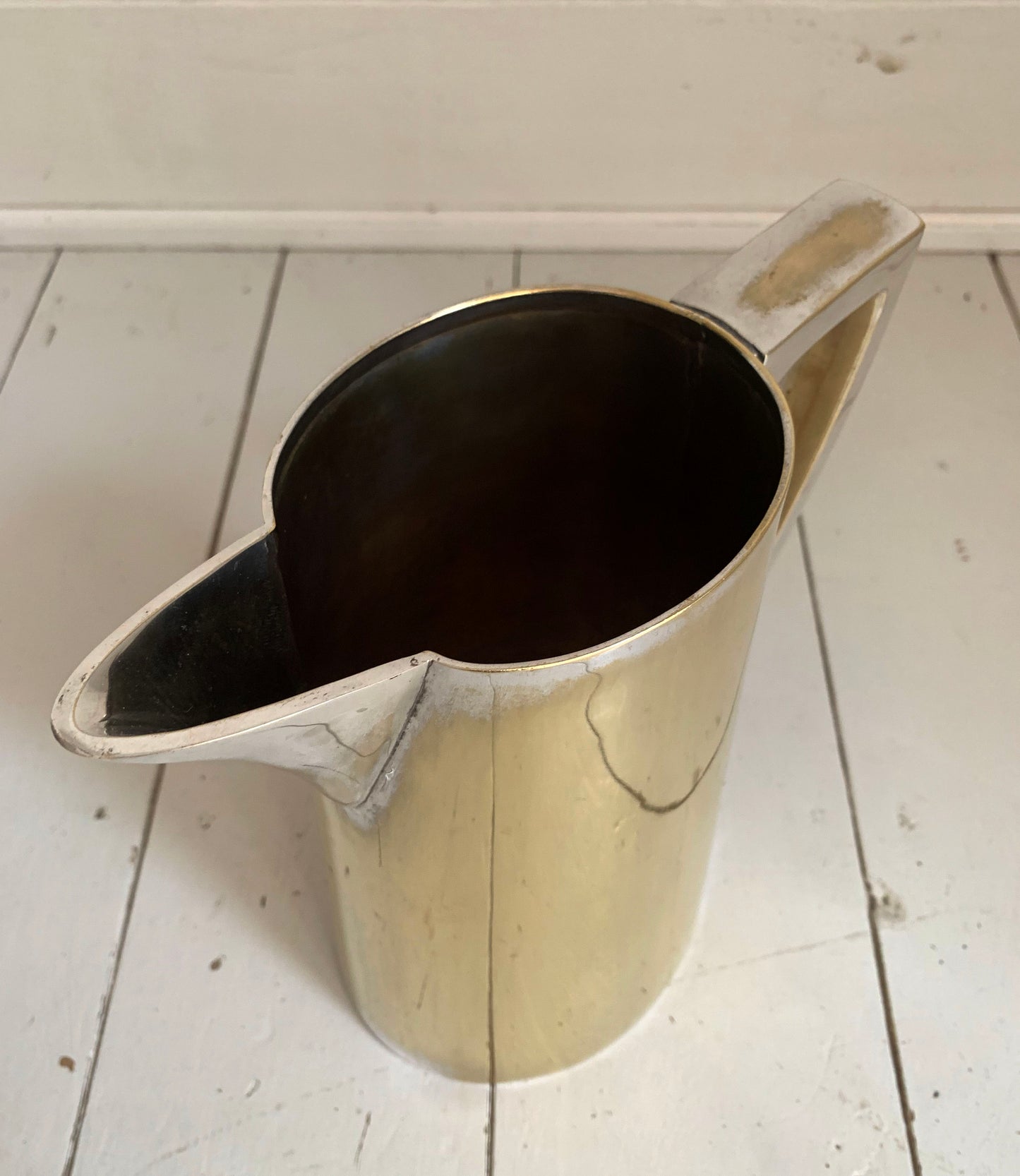Large Vintage Silver Plated Art Deco Jug with Silver/Golden Patina