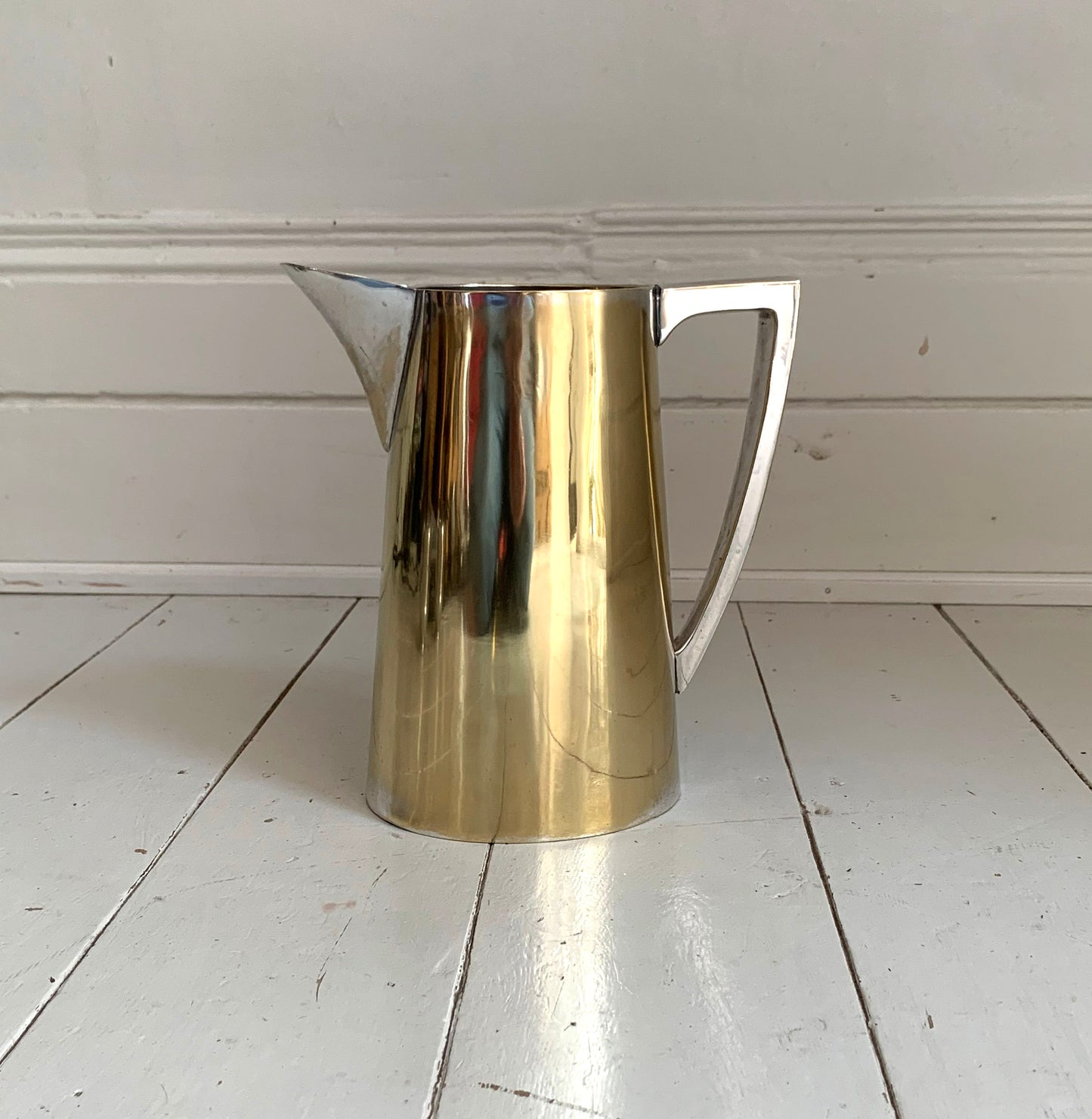 Large Vintage Silver Plated Art Deco Jug with Silver/Golden Patina