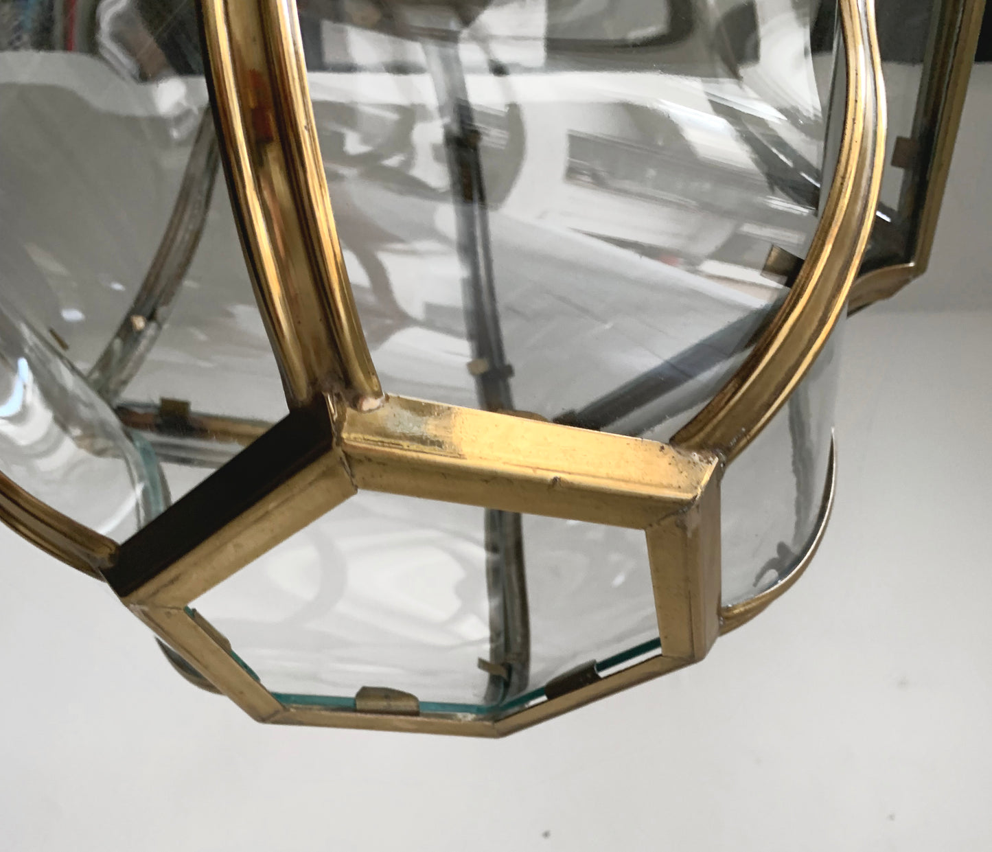 Stunning Brass with Curved Glass Antique lantern believed to be Italian 1920-30s