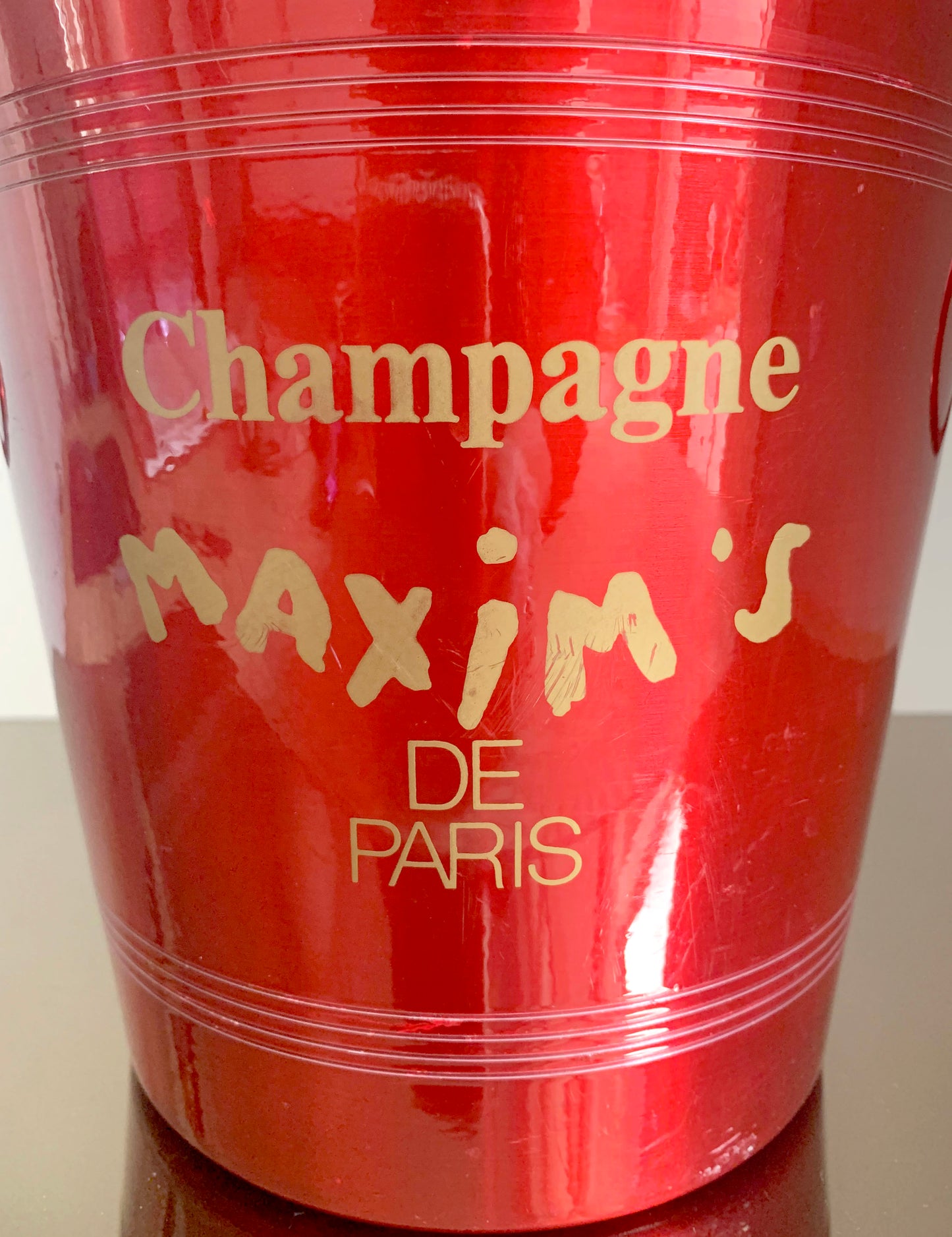 Vintage French 'Maxim's De Paris' Red Metal Champagne Ice Bucket