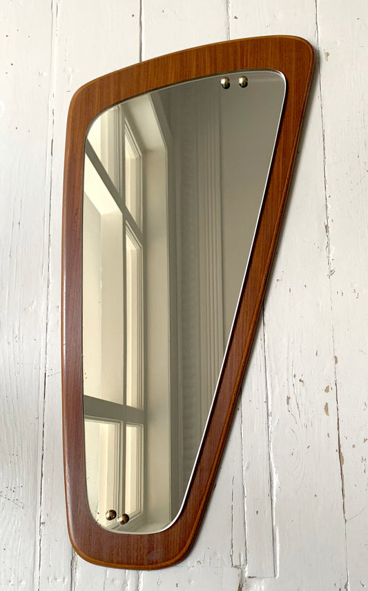 Mid Century Teak Asymmetric Wall Mirror