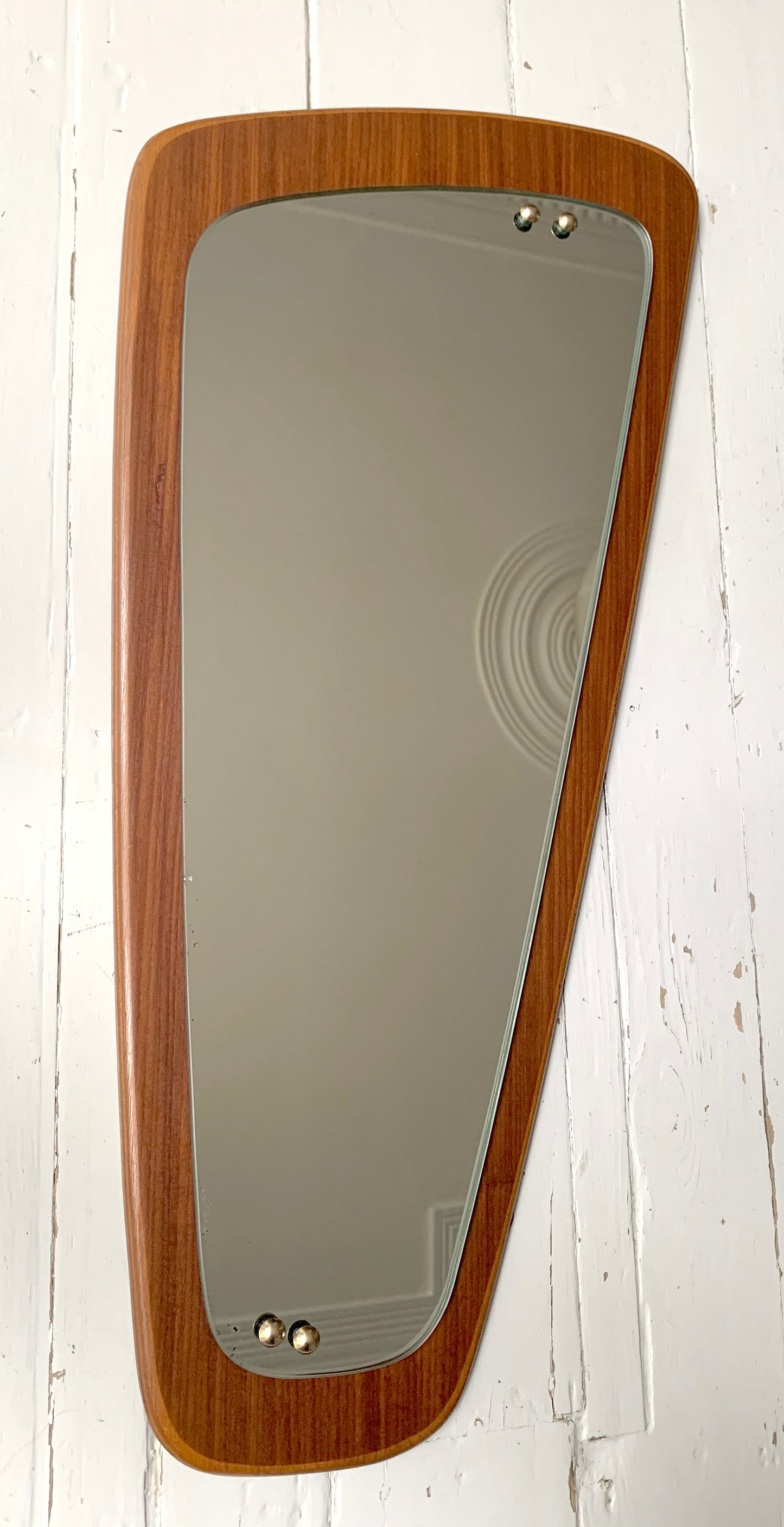 Mid Century Teak Asymmetric Wall Mirror