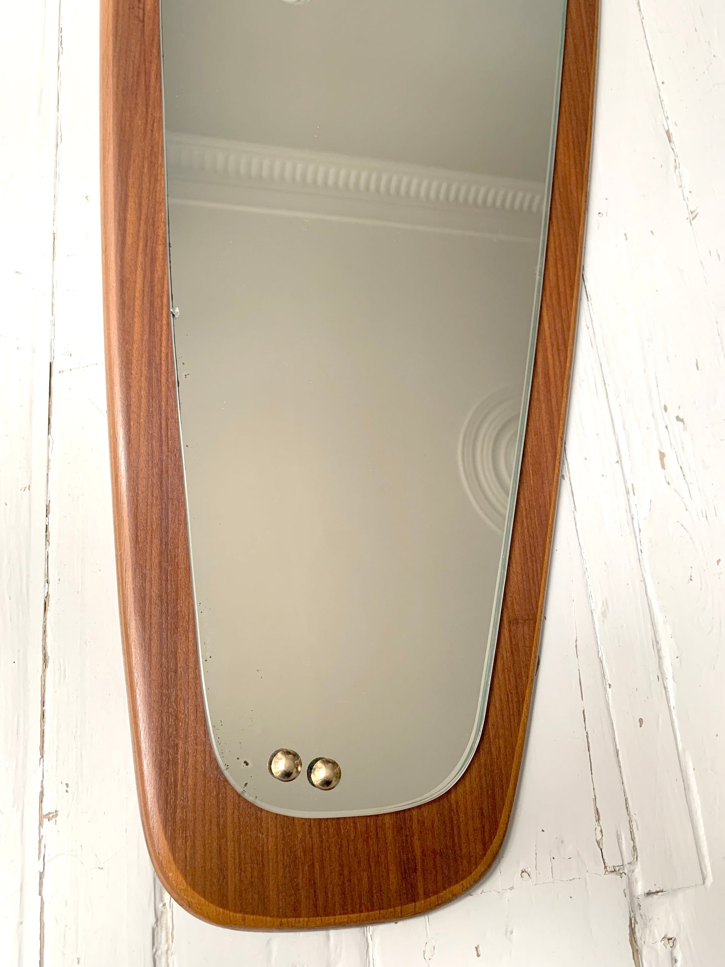 Mid Century Teak Asymmetric Wall Mirror