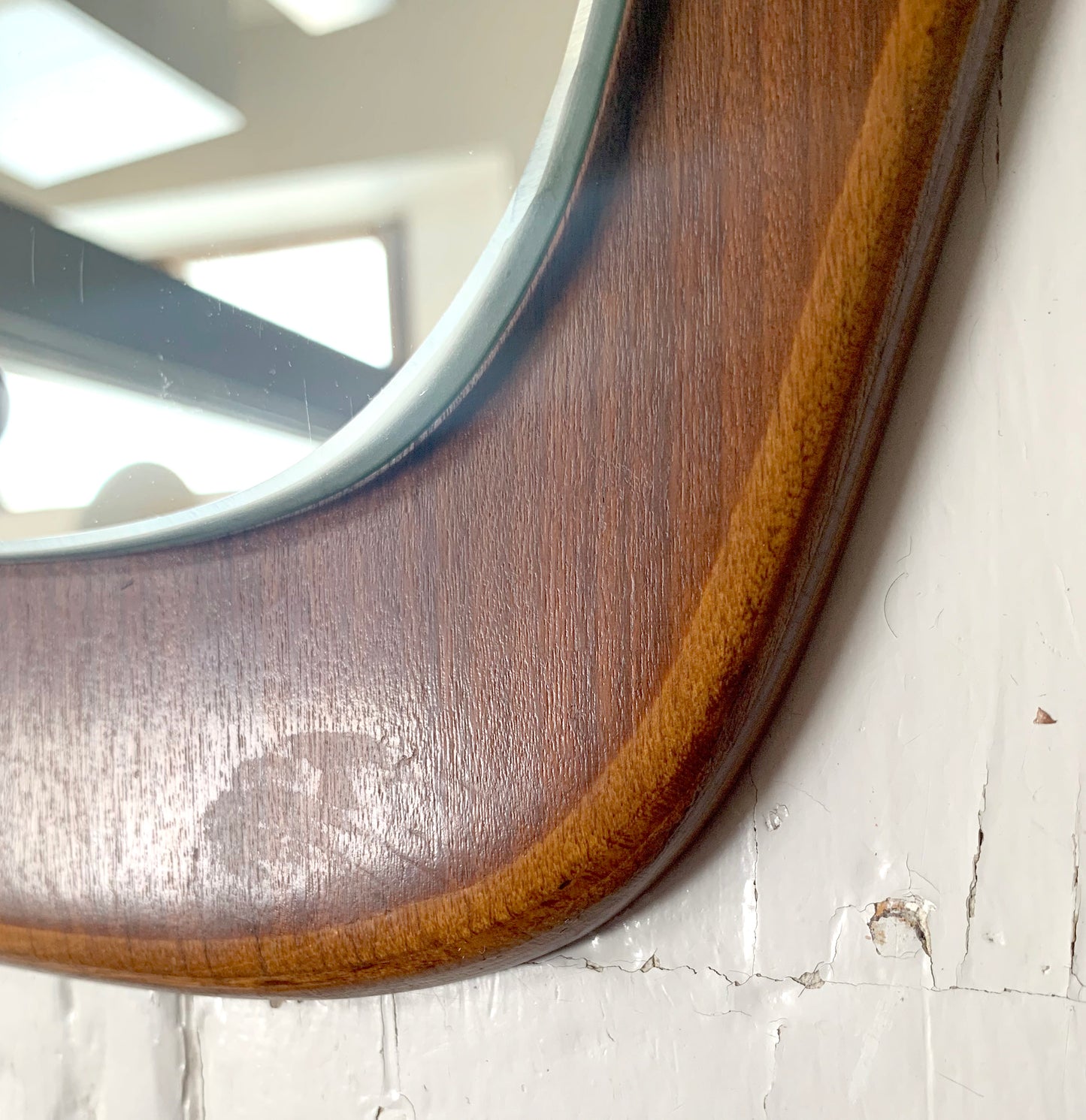 Mid Century Teak Asymmetric Wall Mirror