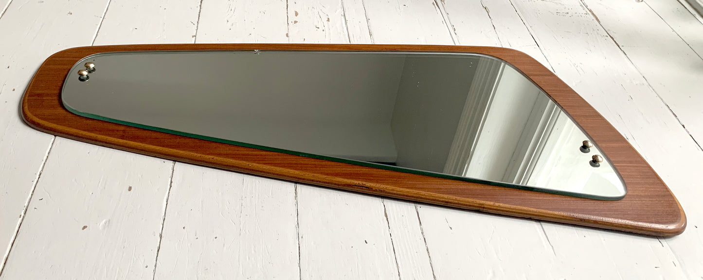 Mid Century Teak Asymmetric Wall Mirror