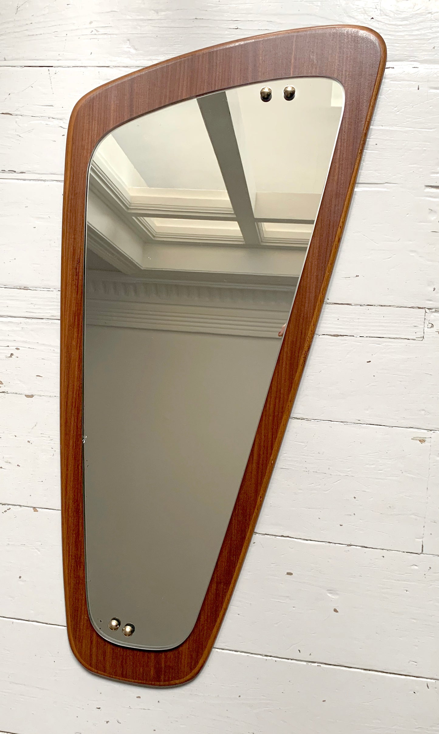 Mid Century Teak Asymmetric Wall Mirror