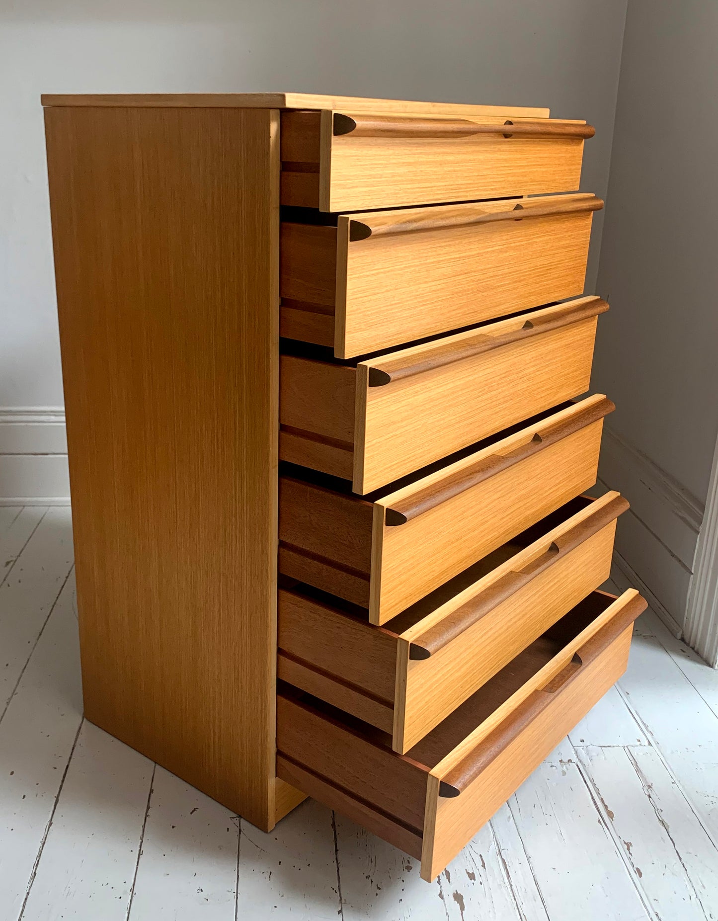 Mid Century Teak Six Drawer Chest of Drawers attributed to Avalon Furniture