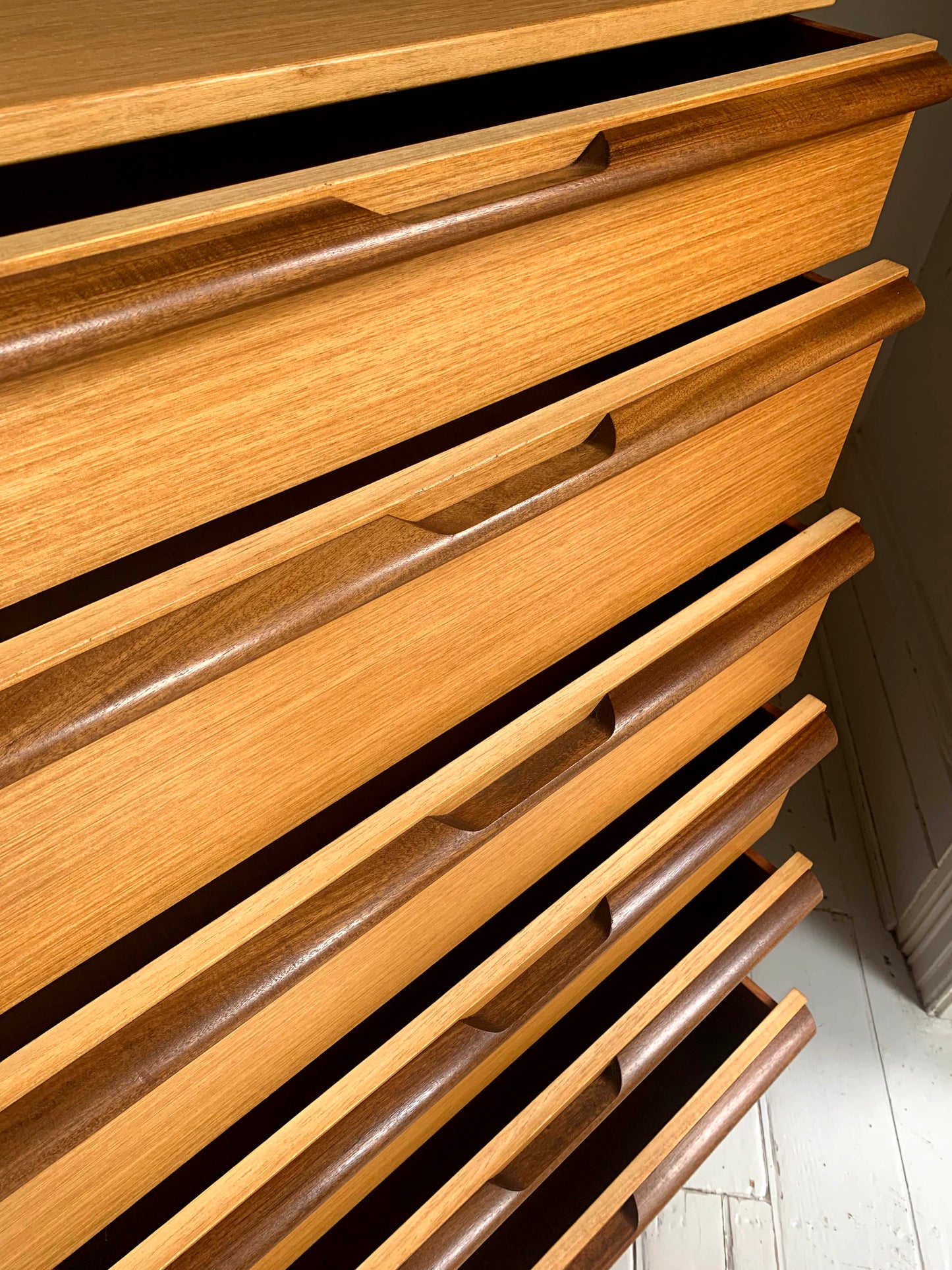 Mid Century Teak Six Drawer Chest of Drawers attributed to Avalon Furniture