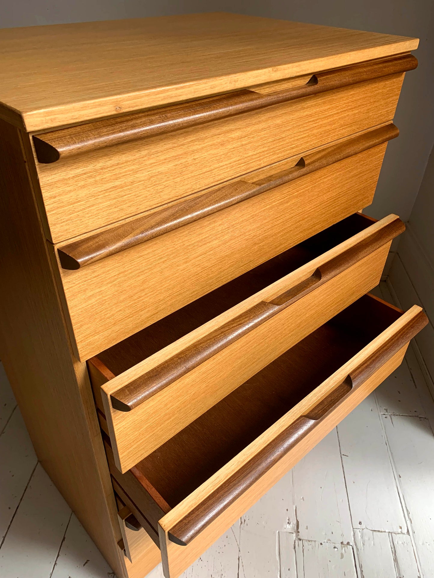 Mid Century Teak Six Drawer Chest of Drawers attributed to Avalon Furniture