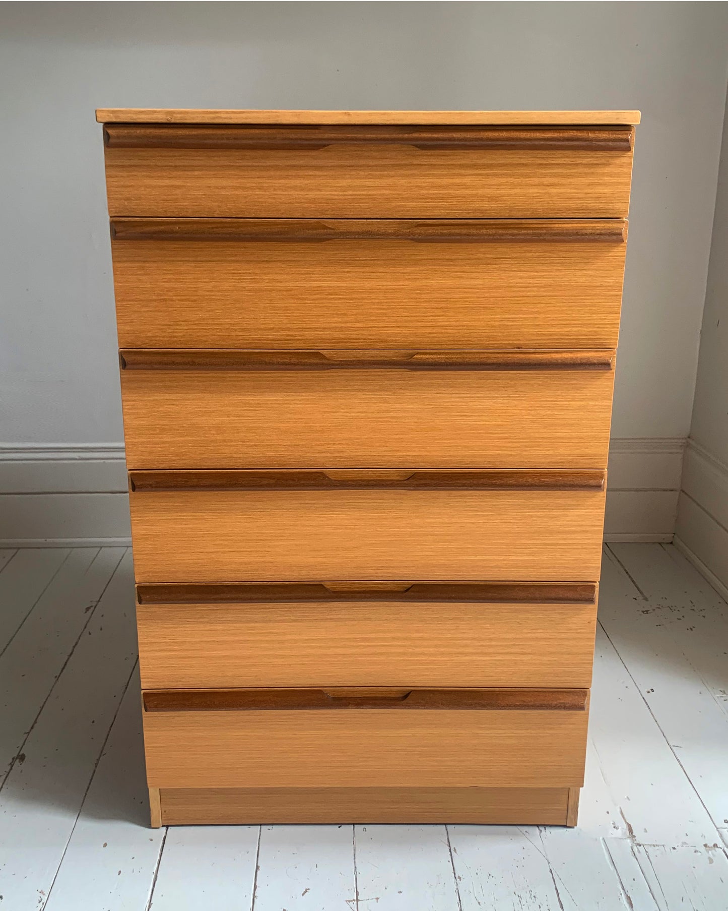 Mid Century Teak Six Drawer Chest of Drawers attributed to Avalon Furniture