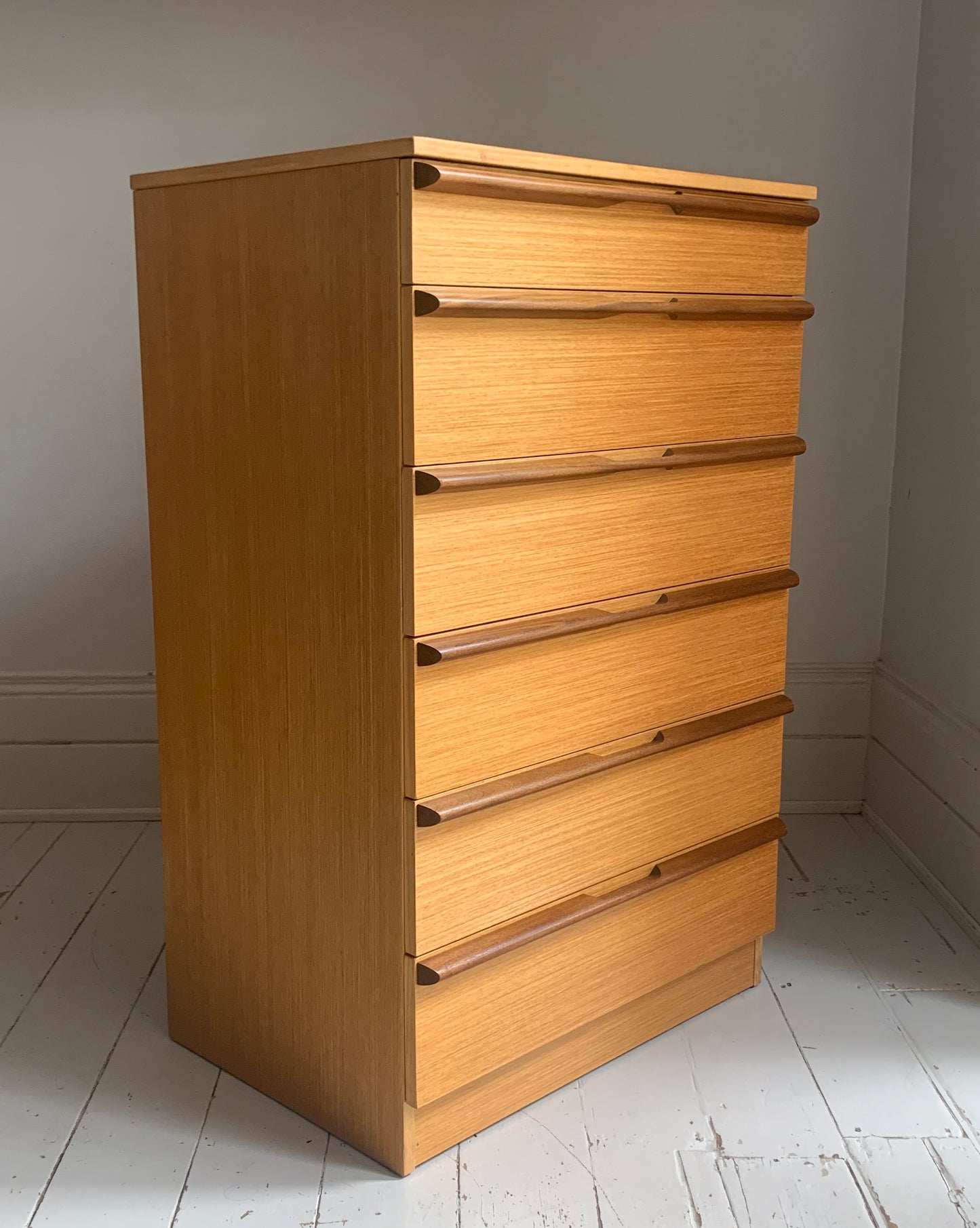 Mid Century Teak Six Drawer Chest of Drawers attributed to Avalon Furniture