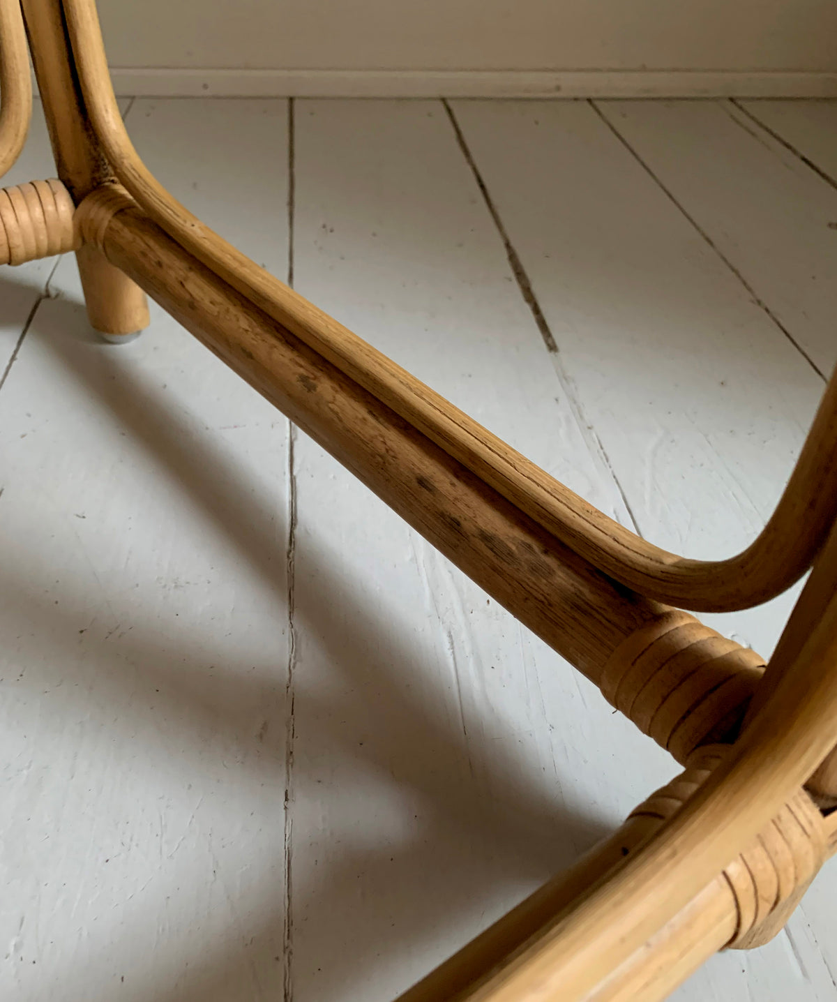 Mid Century Set of Three Cane & Rattan Cube Nesting Tables