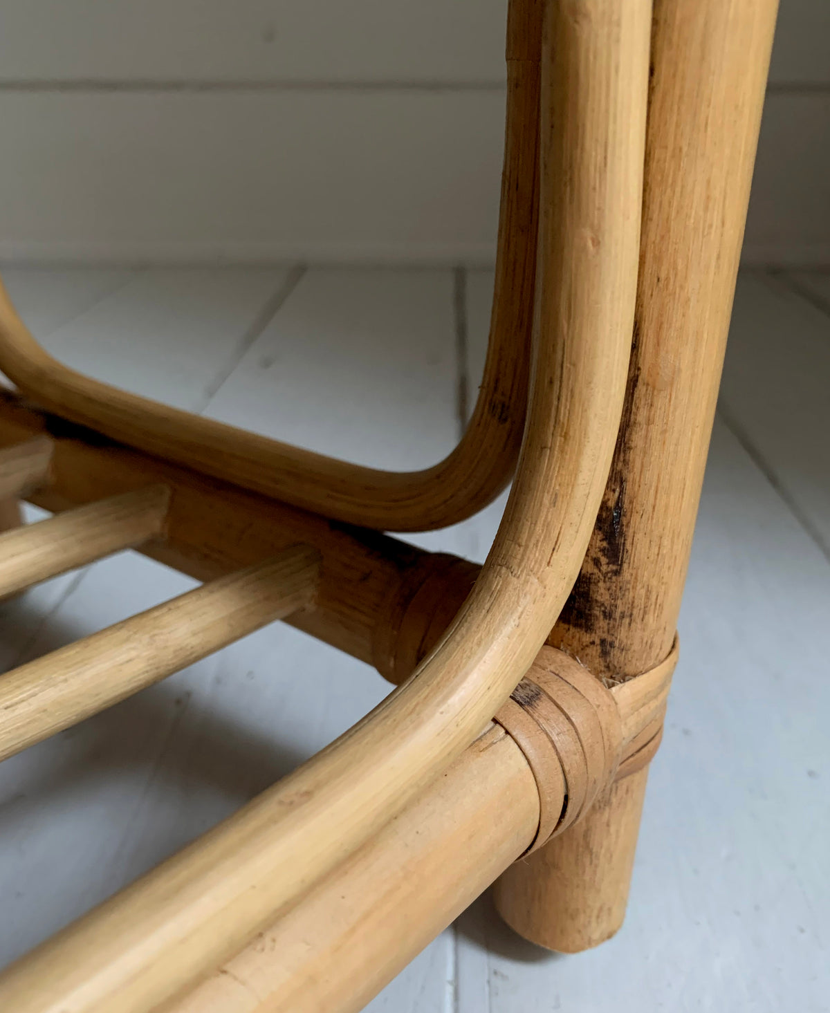 Mid Century Set of Three Cane & Rattan Cube Nesting Tables