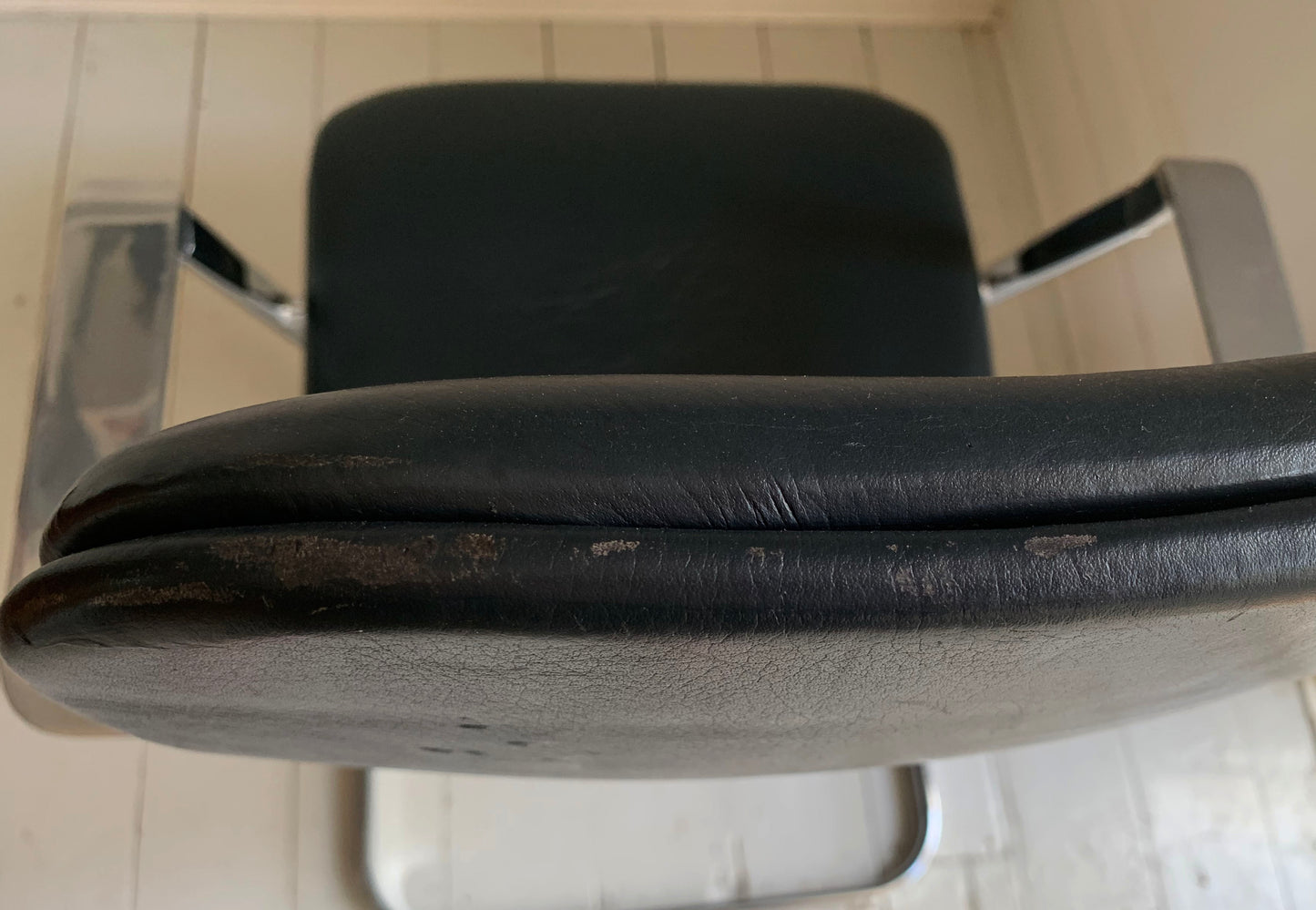 Vintage Mid Century Frederick Scott for Hille Cantilever Dark Grey Leather Office/Dining Chair