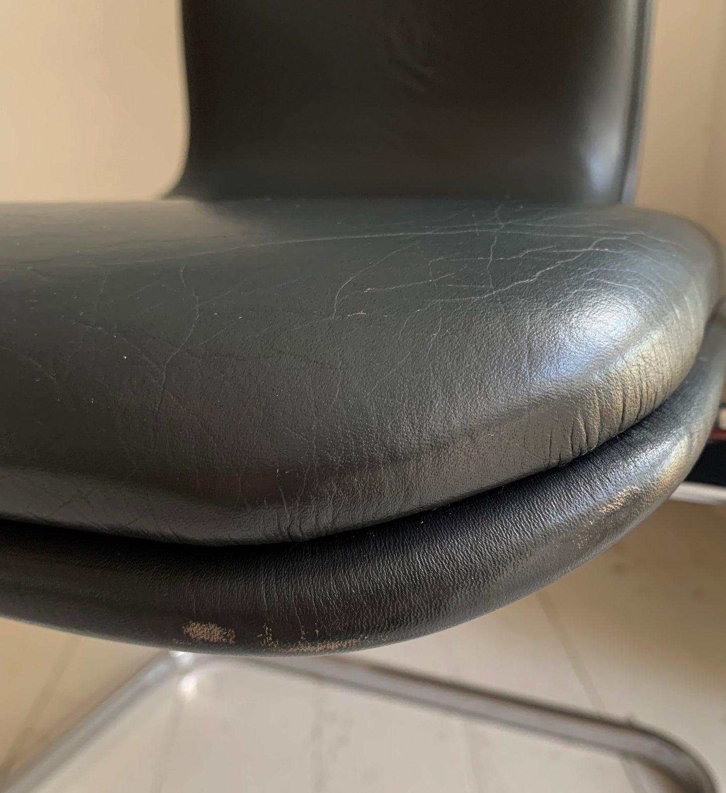 Vintage Mid Century Frederick Scott for Hille Cantilever Dark Grey Leather Office/Dining Chair