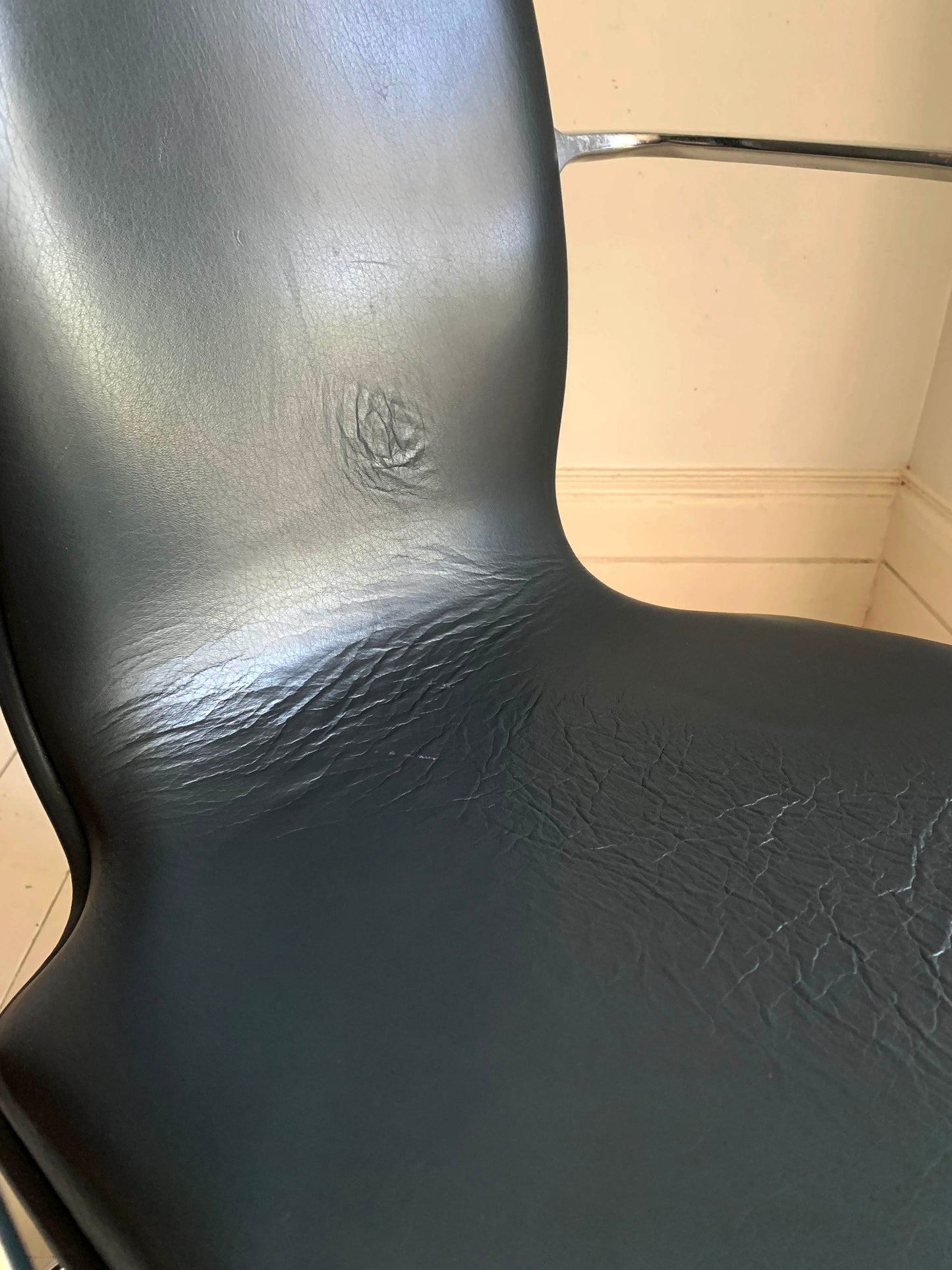 Vintage Mid Century Frederick Scott for Hille Cantilever Dark Grey Leather Office/Dining Chair