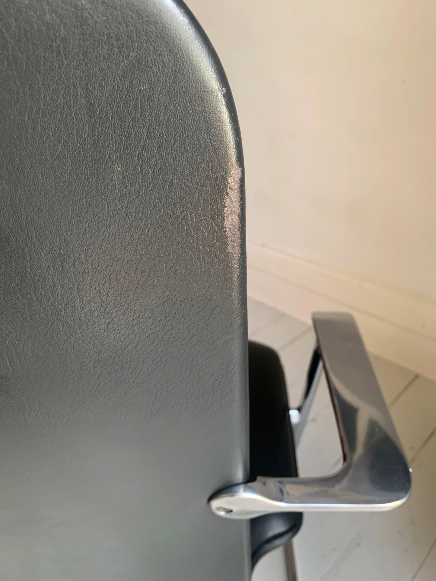 Vintage Mid Century Frederick Scott for Hille Cantilever Dark Grey Leather Office/Dining Chair