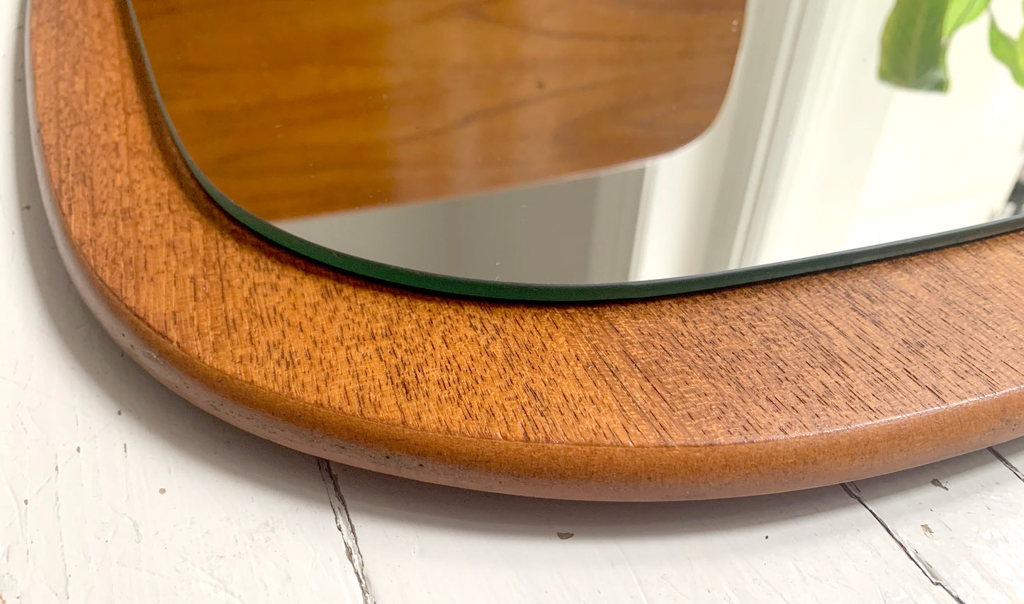 Mid Century Vintage Teak Console / Hallway Mirror with Shelf