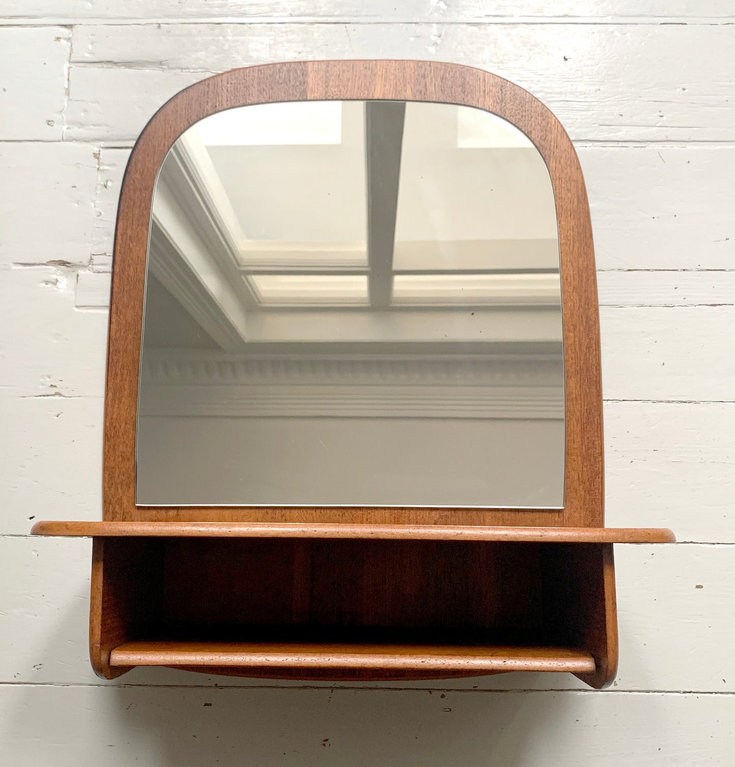 Mid Century Vintage Teak Console / Hallway Mirror with Shelf