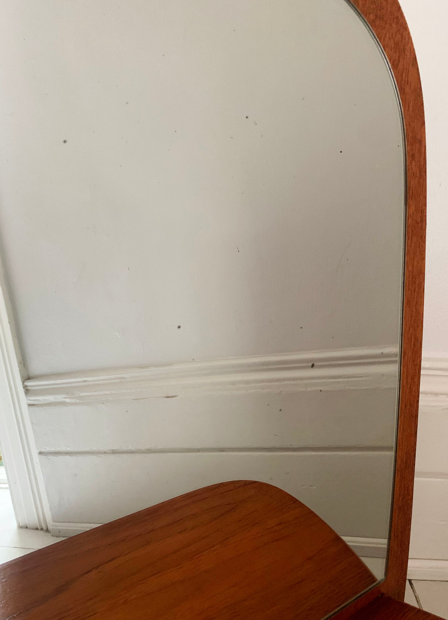 Mid Century Vintage Teak Console / Hallway Mirror with Shelf