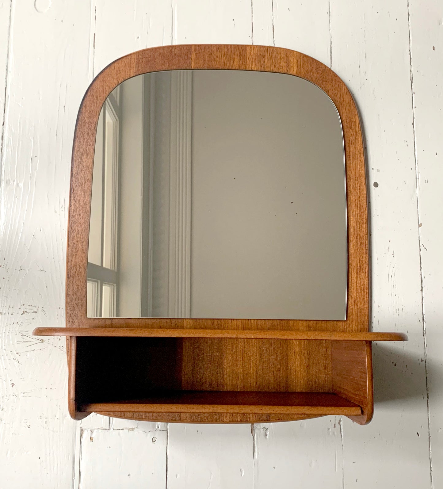 Mid Century Vintage Teak Console / Hallway Mirror with Shelf