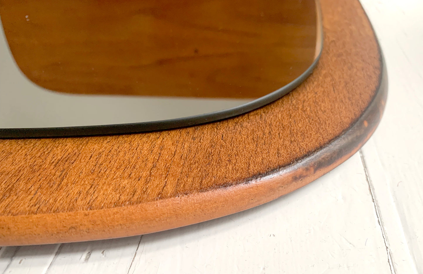 Mid Century Vintage Teak Console / Hallway Mirror with Shelf