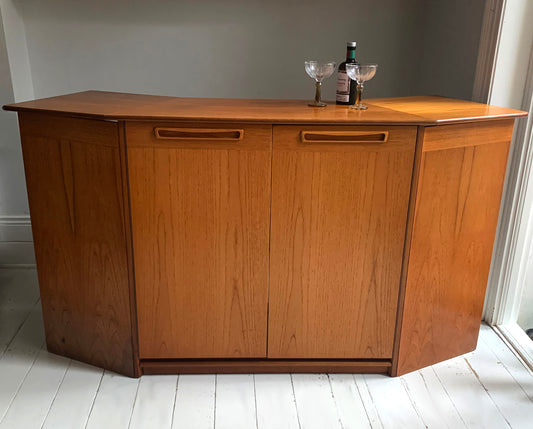 Vintage Mid Century Modern Teak Veneer Extending Drinks Bar