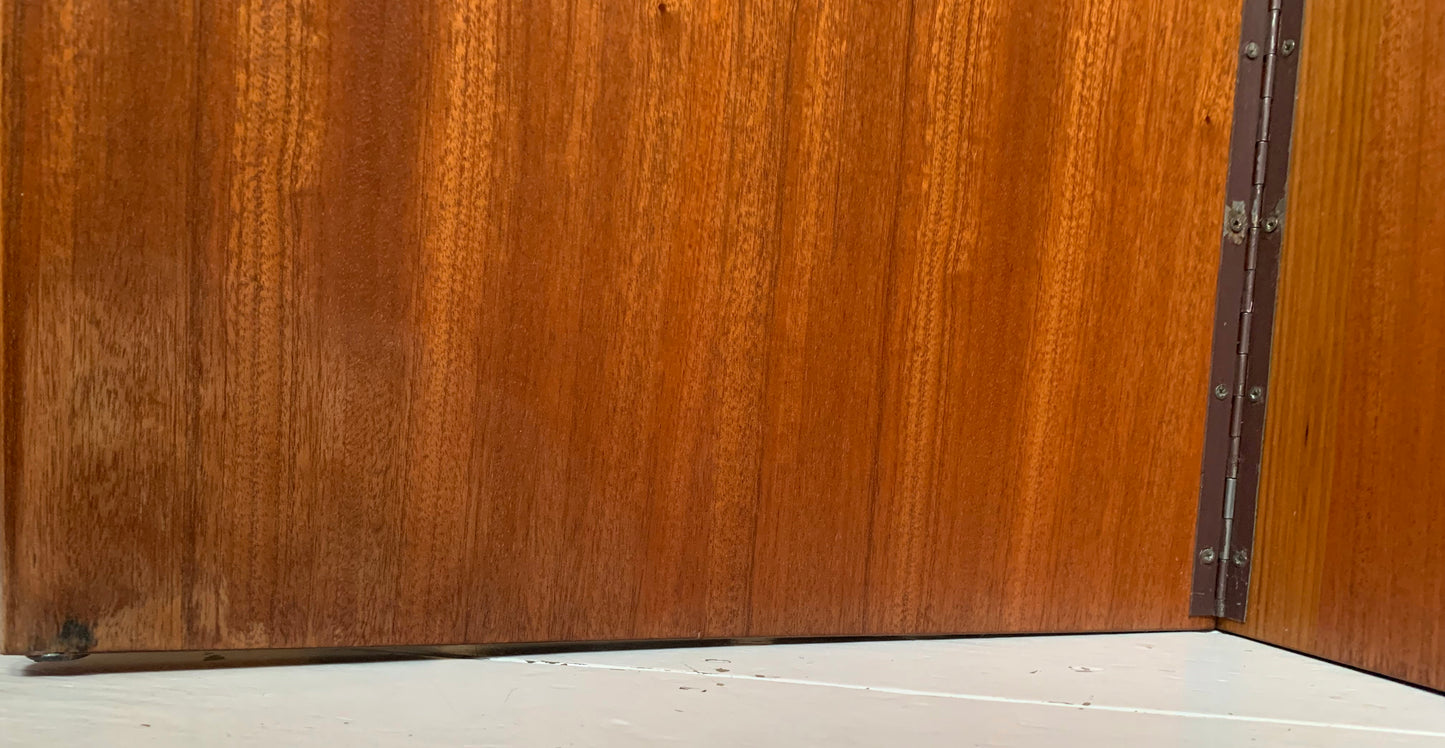 Vintage Mid Century Modern Teak Veneer Extending Drinks Bar