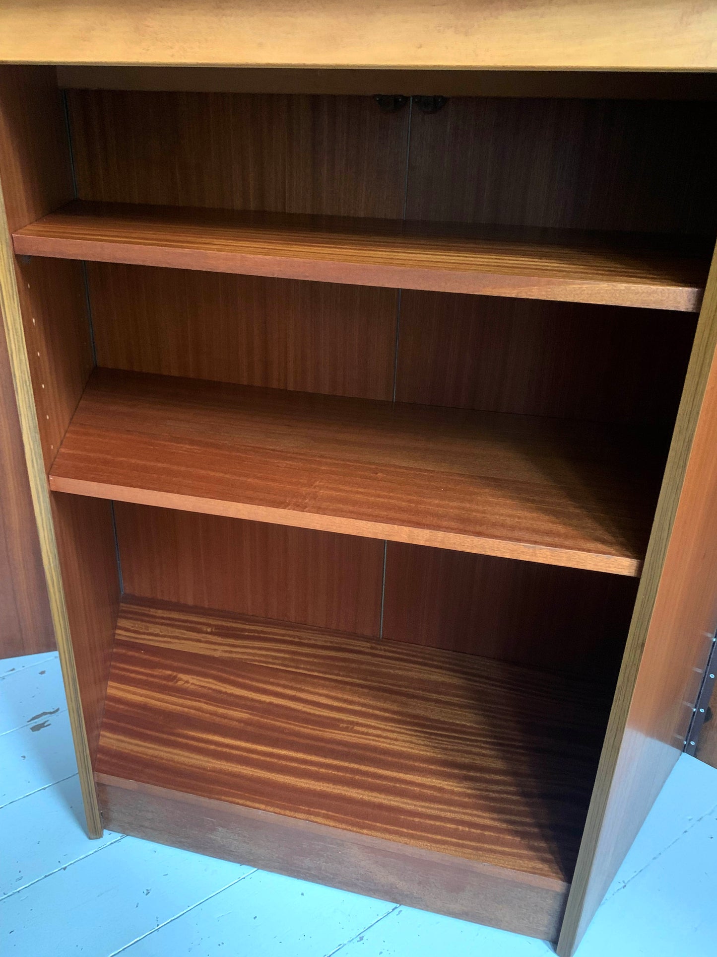 Vintage Mid Century Modern Teak Veneer Extending Drinks Bar