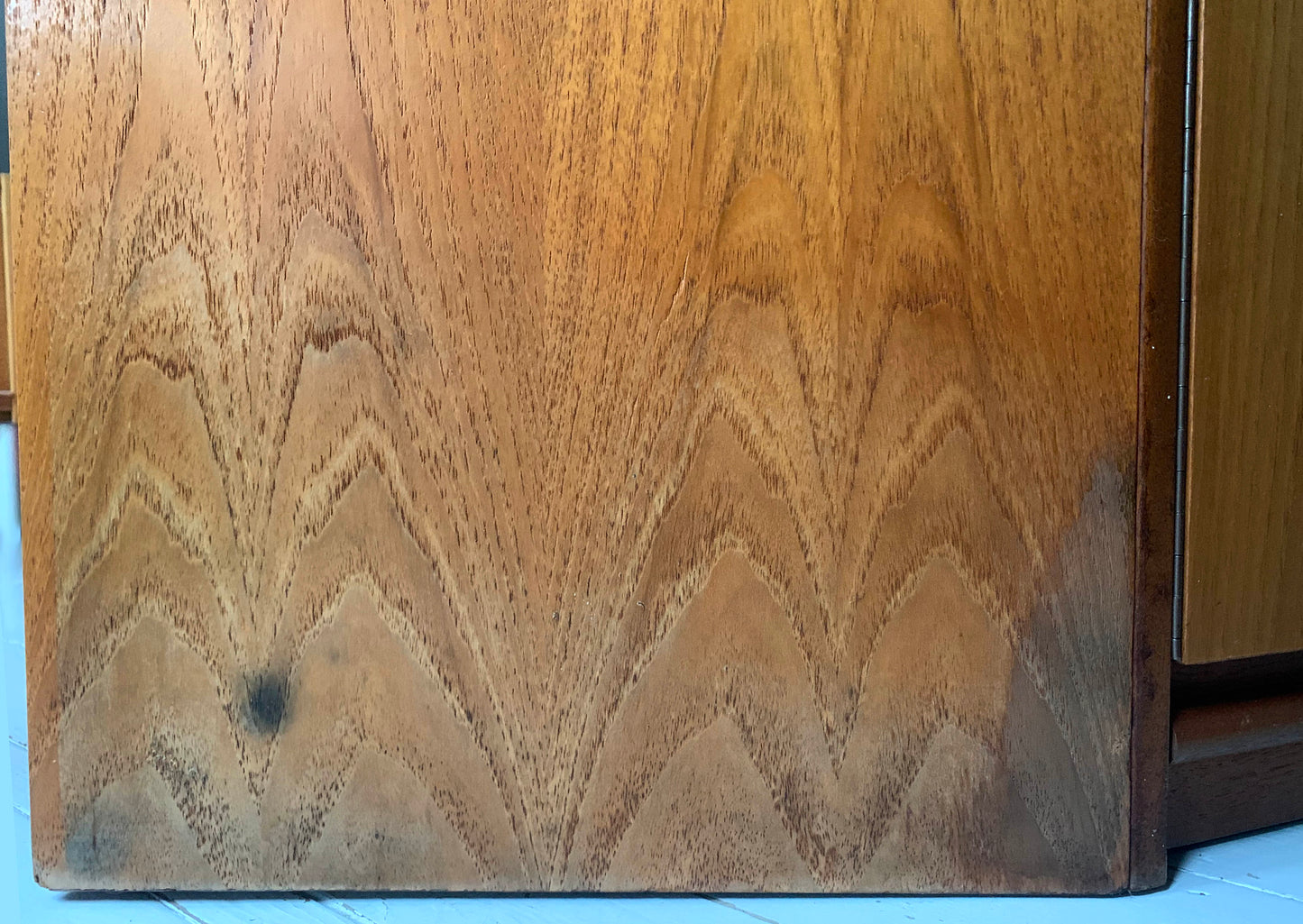 Vintage Mid Century Modern Teak Veneer Extending Drinks Bar