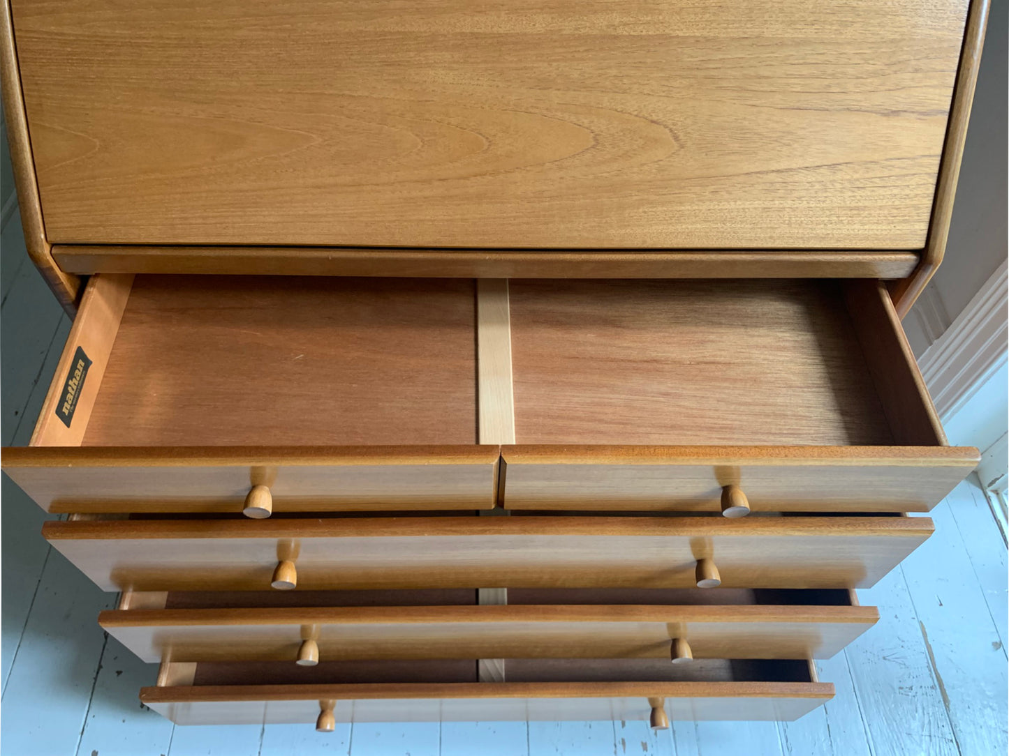 Mid Century Modern Teak Bureau / Desk / Chest of Drawers by Nathan