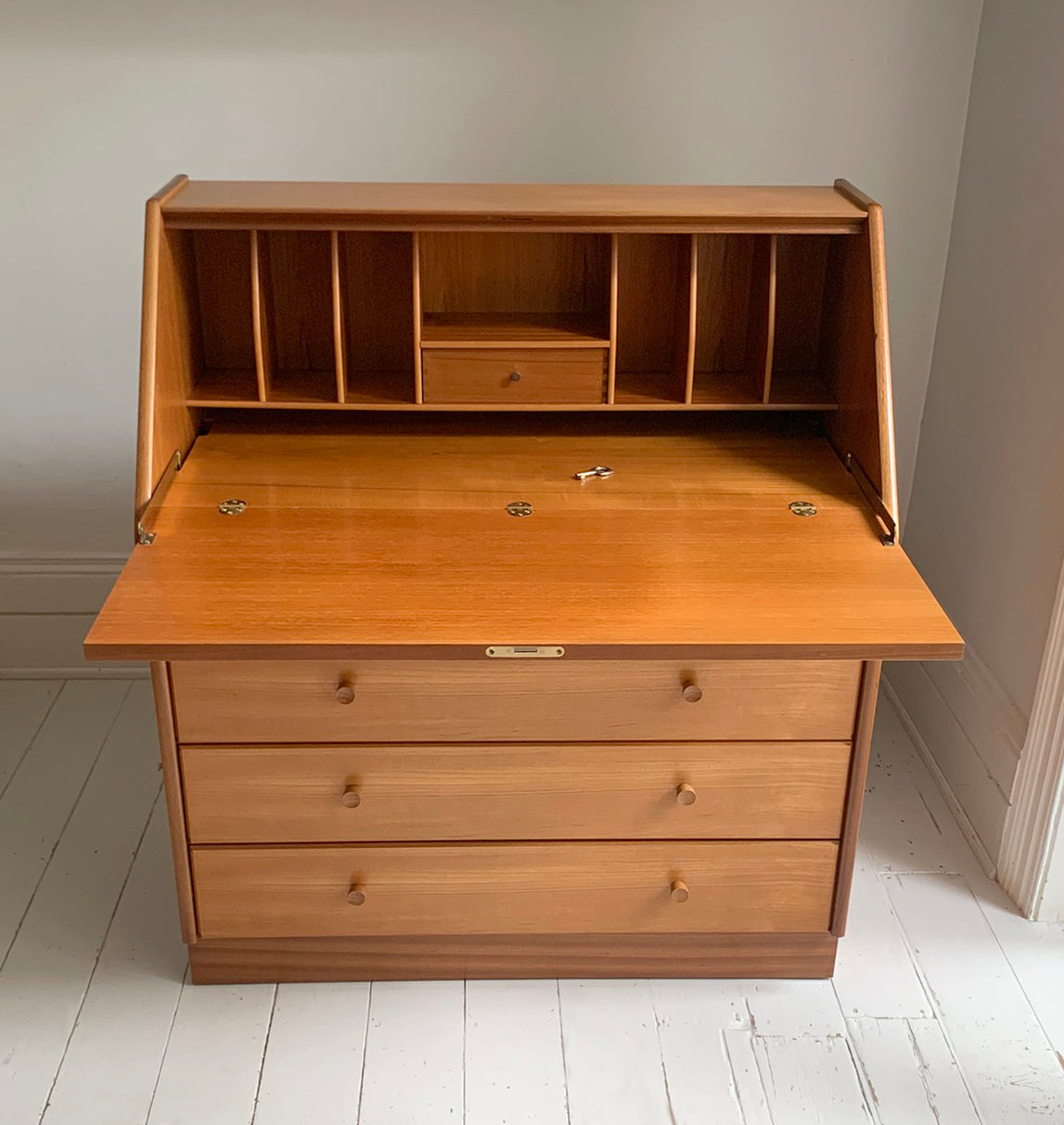 Mid Century Modern Teak Bureau / Desk / Chest of Drawers by Nathan
