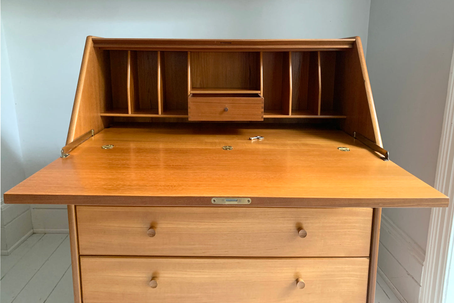 Mid Century Modern Teak Bureau / Desk / Chest of Drawers by Nathan