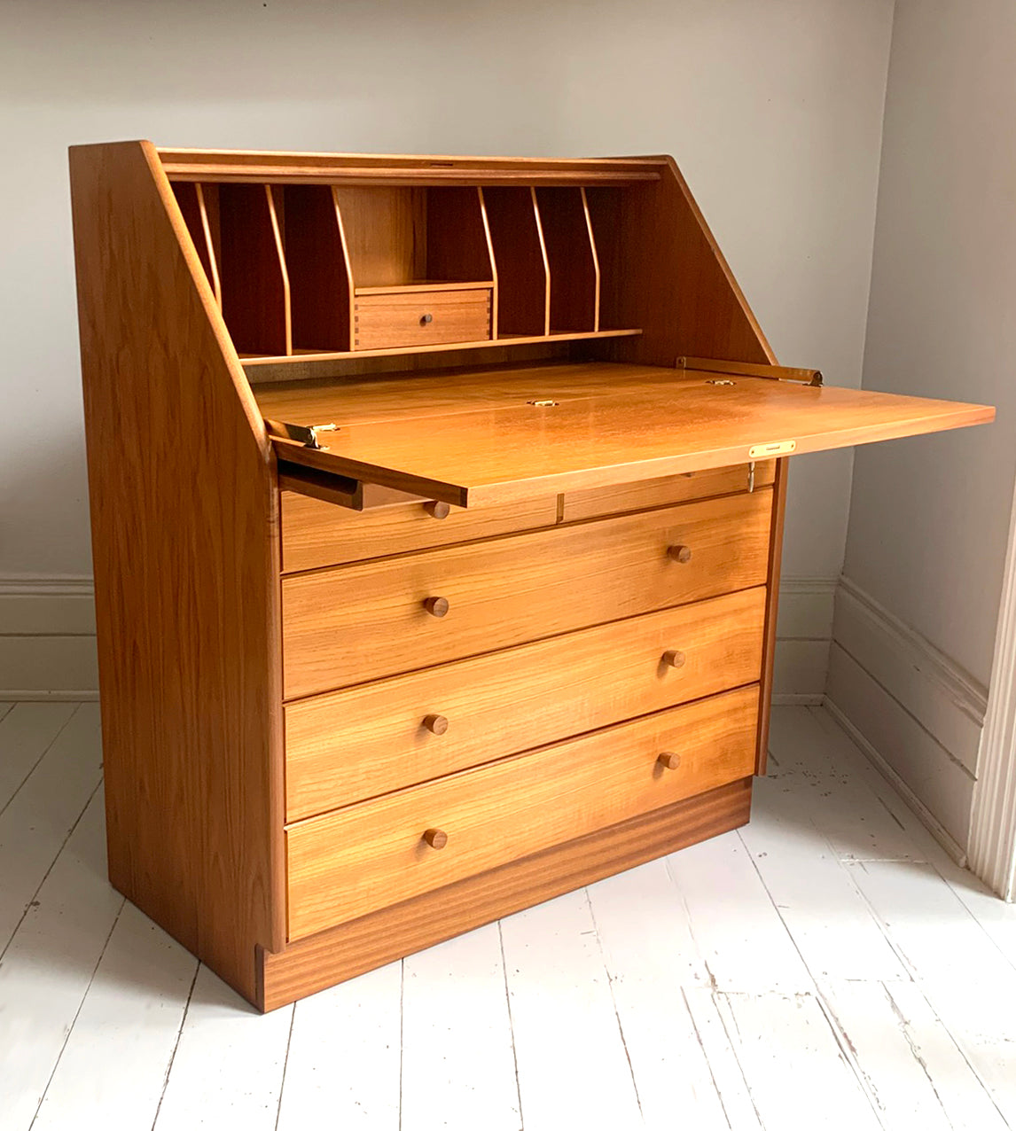 Mid Century Modern Teak Bureau / Desk / Chest of Drawers by Nathan