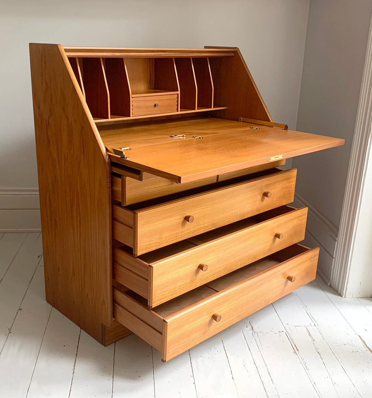 Mid Century Modern Teak Bureau / Desk / Chest of Drawers by Nathan