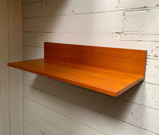 Mid Century Teak Beaver & Tapley 33 Wide Floating Shelf w/ Mounting Bracket #1