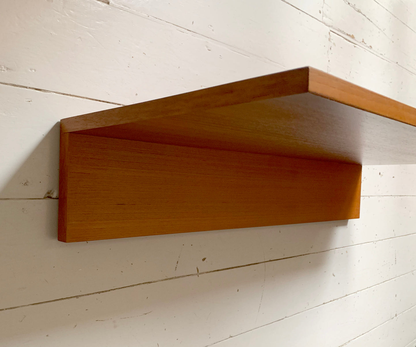 Mid Century Teak Beaver & Tapley 33 Wide Floating Shelf w/ Mounting Bracket #1