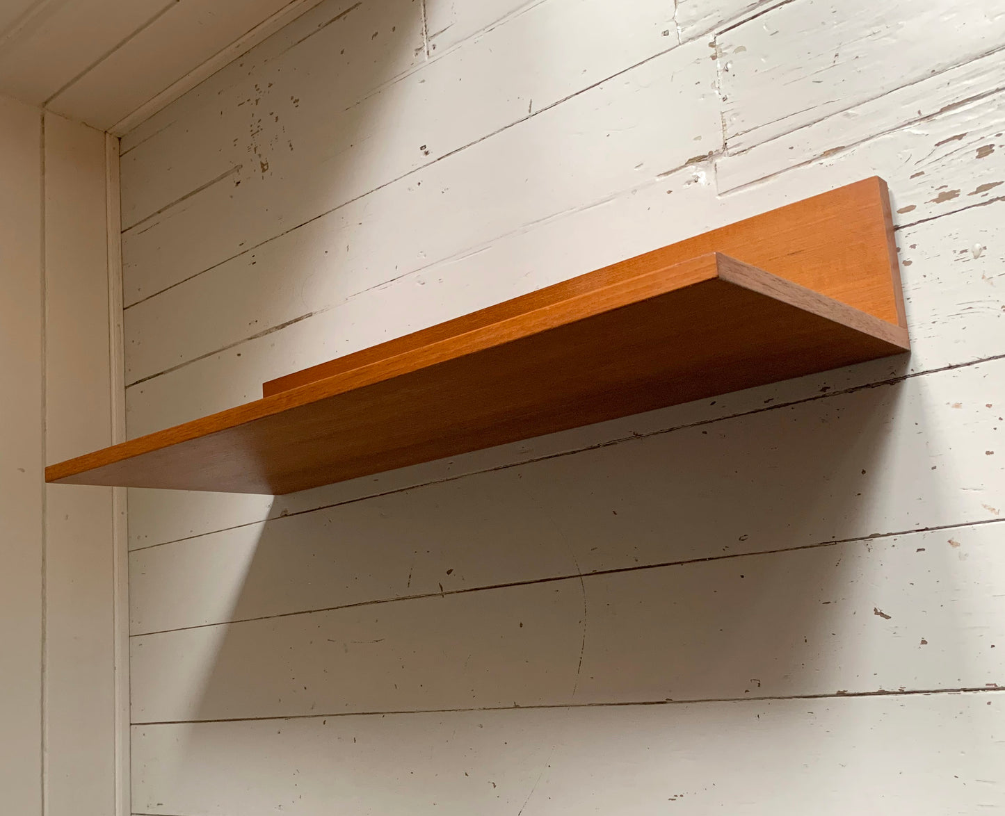 Mid Century Teak Beaver & Tapley 33 Wide Floating Shelf w/ Mounting Bracket #1