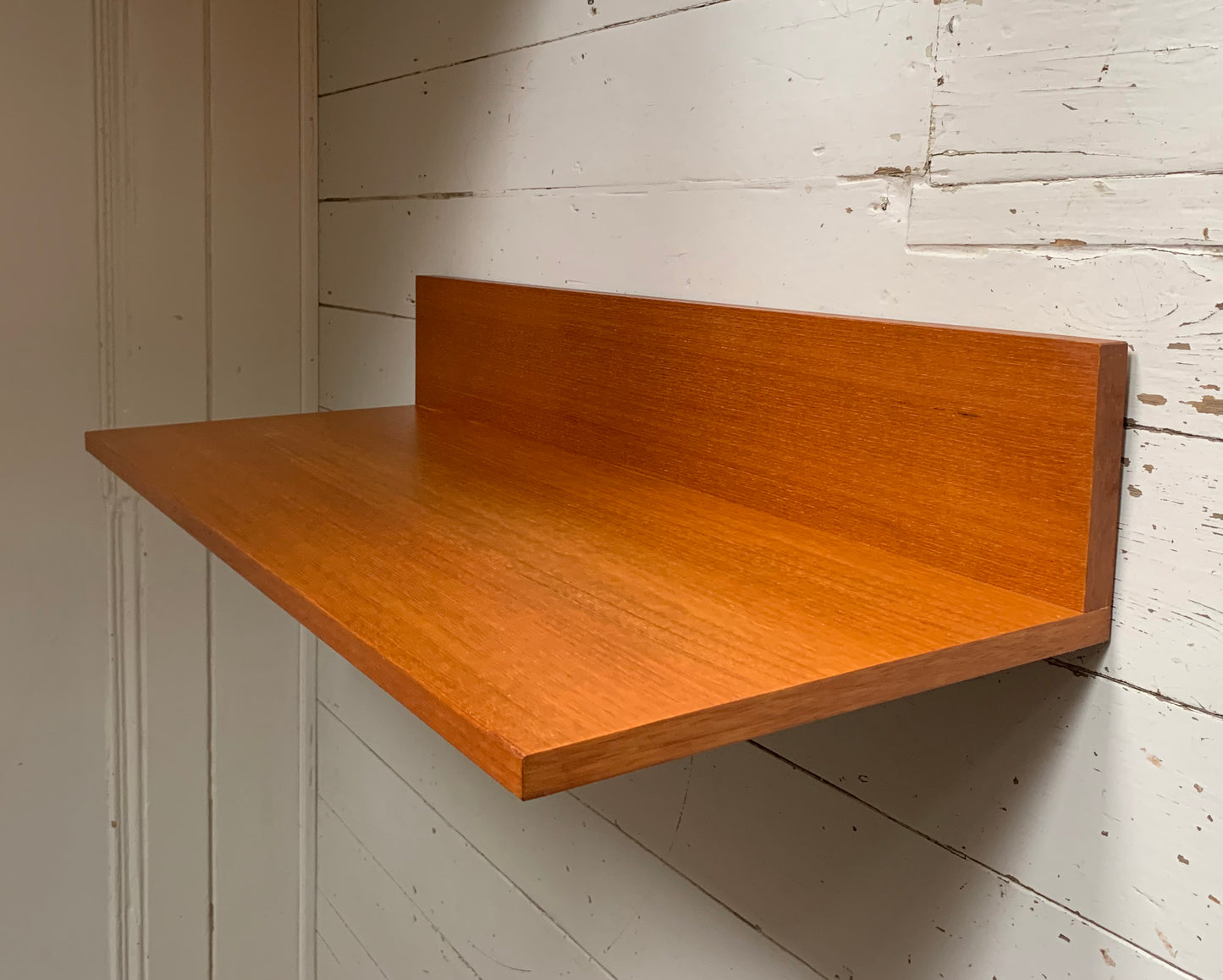 Mid Century Teak Beaver & Tapley 33 Wide Floating Shelf w/ Mounting Bracket #1