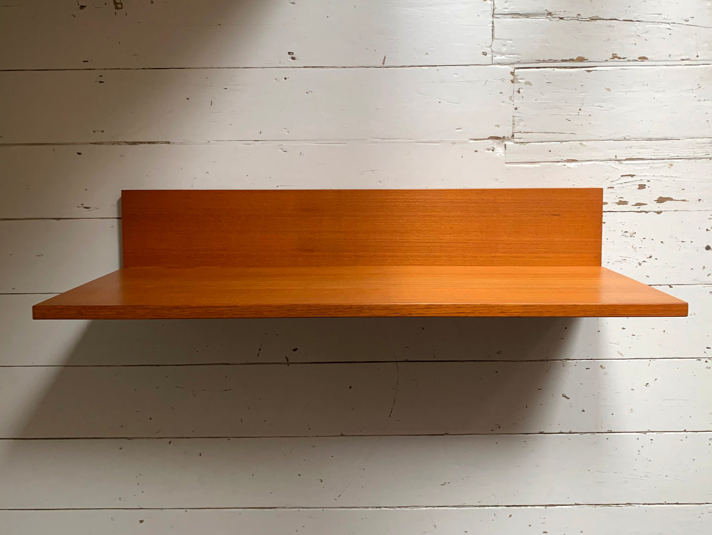Mid Century Teak Beaver & Tapley 33 Wide Floating Shelf w/ Mounting Bracket #1