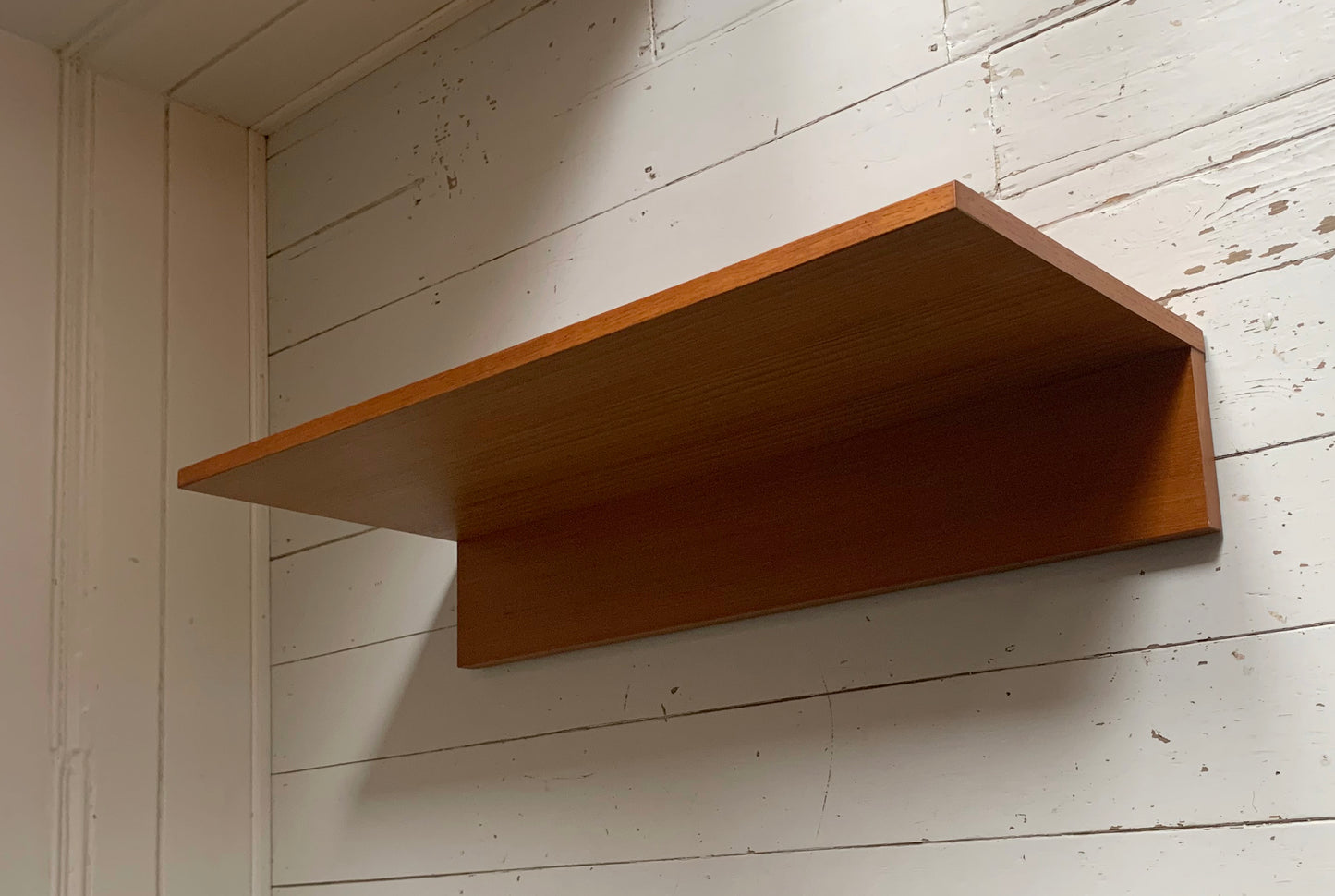 Mid Century Teak Beaver & Tapley 33 Wide Floating Shelf w/ Mounting Bracket #1