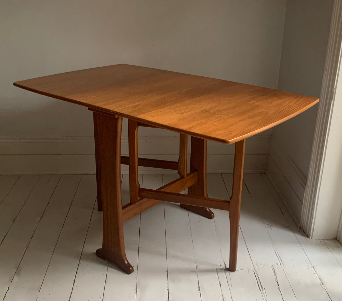 Mid Century Teak Dining Table - Drop Leaf And Extending, Seats Up to Six People