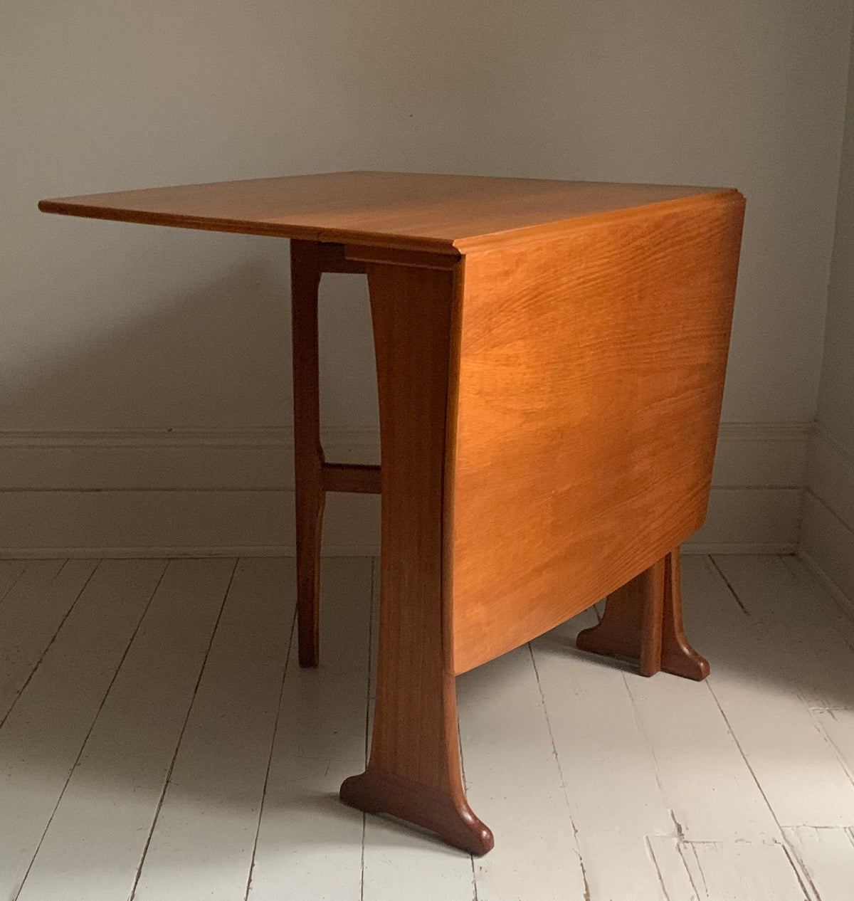 Mid Century Teak Dining Table - Drop Leaf And Extending, Seats Up to Six People