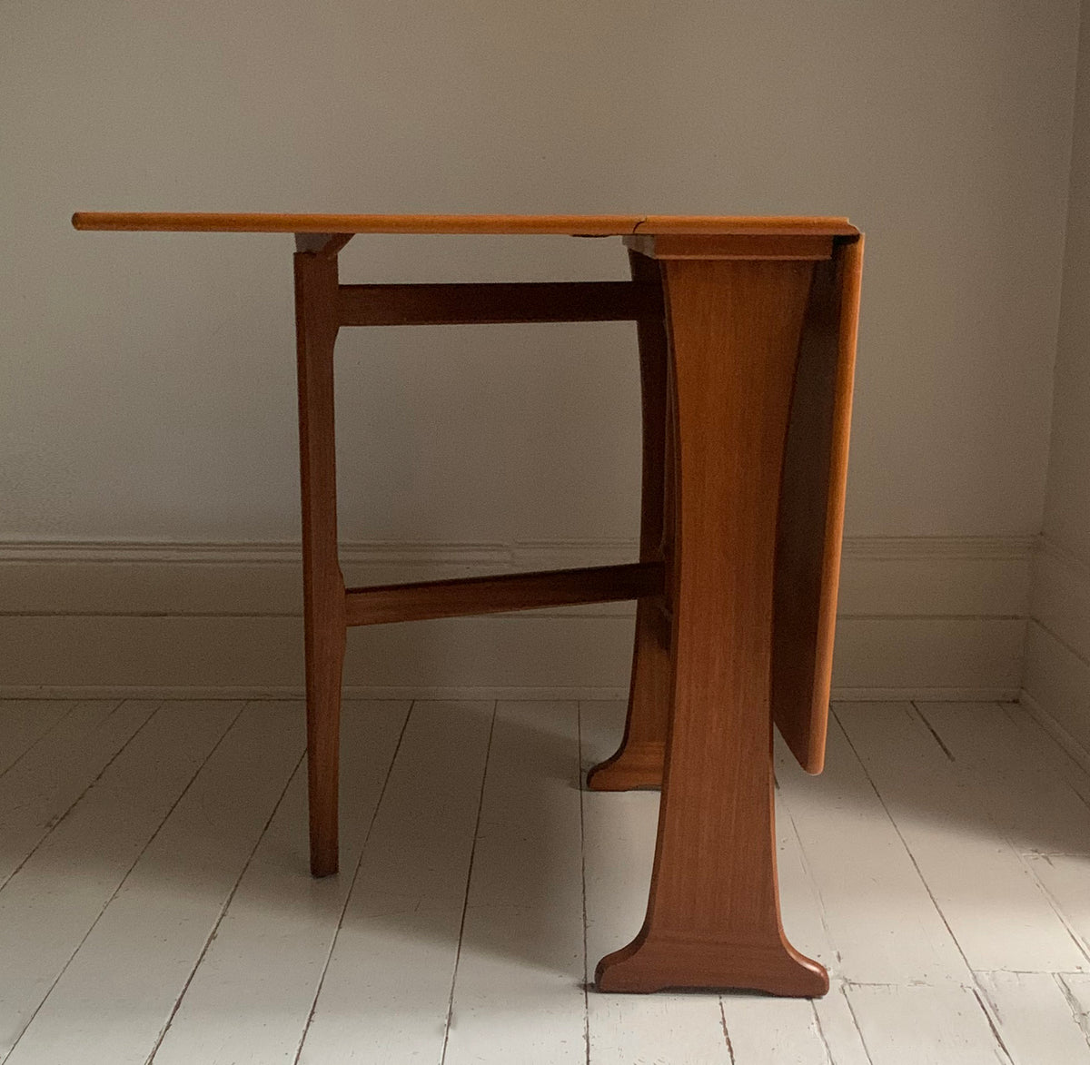 Mid Century Teak Dining Table - Drop Leaf And Extending, Seats Up to Six People