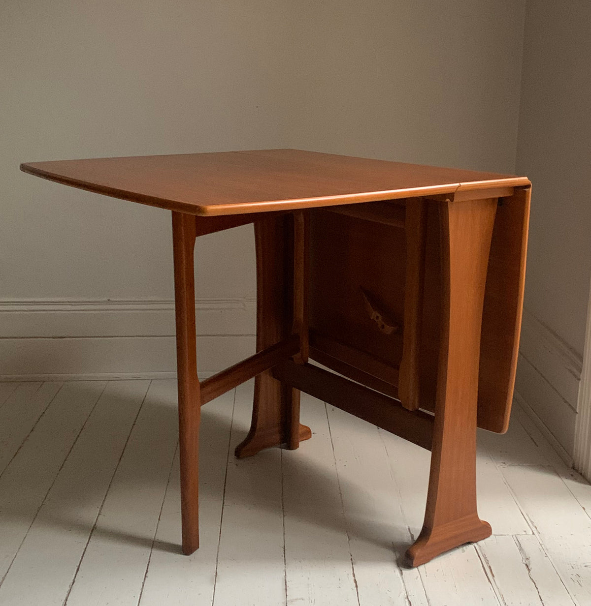 Mid Century Teak Dining Table - Drop Leaf And Extending, Seats Up to Six People